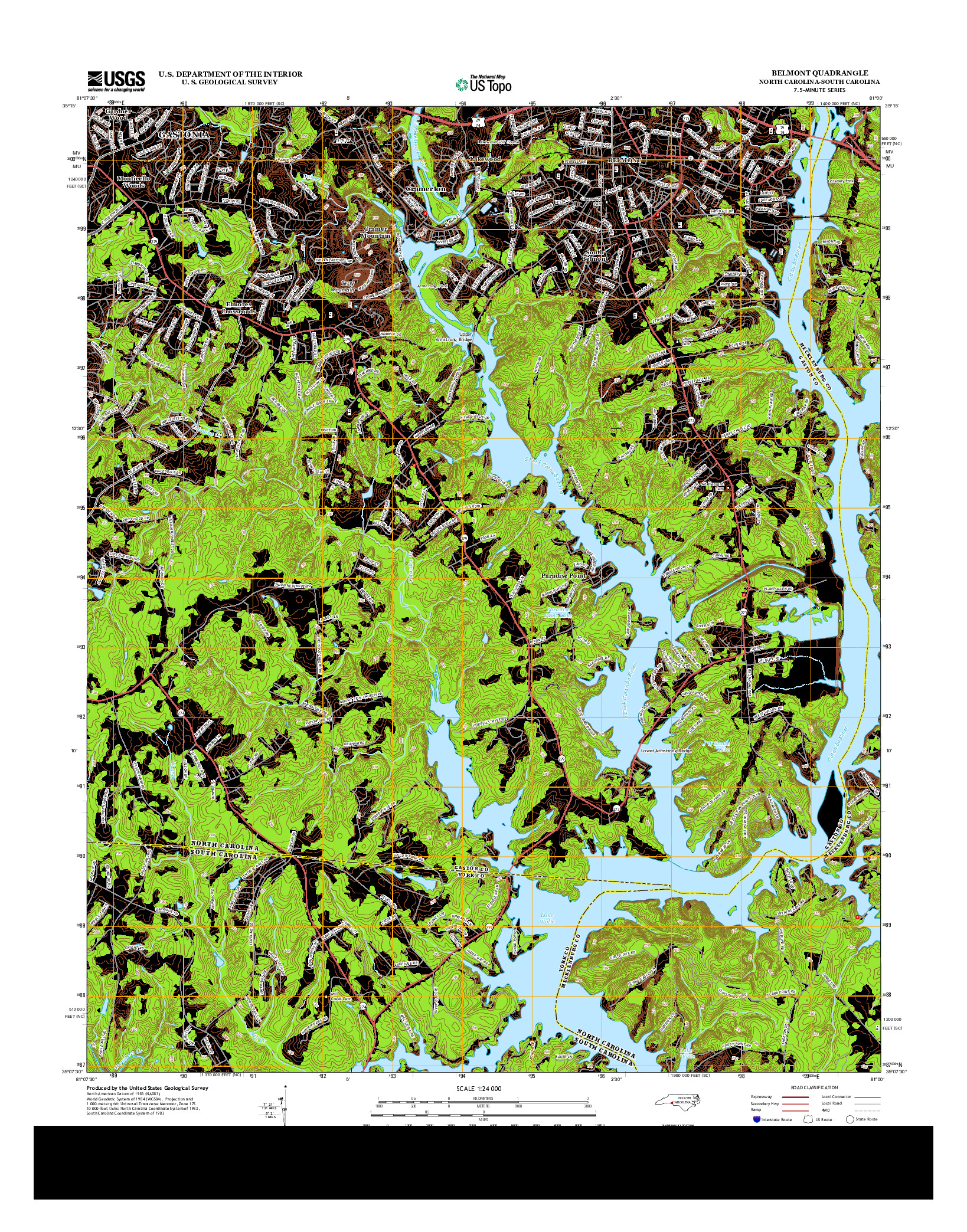 USGS US TOPO 7.5-MINUTE MAP FOR BELMONT, NC-SC 2013