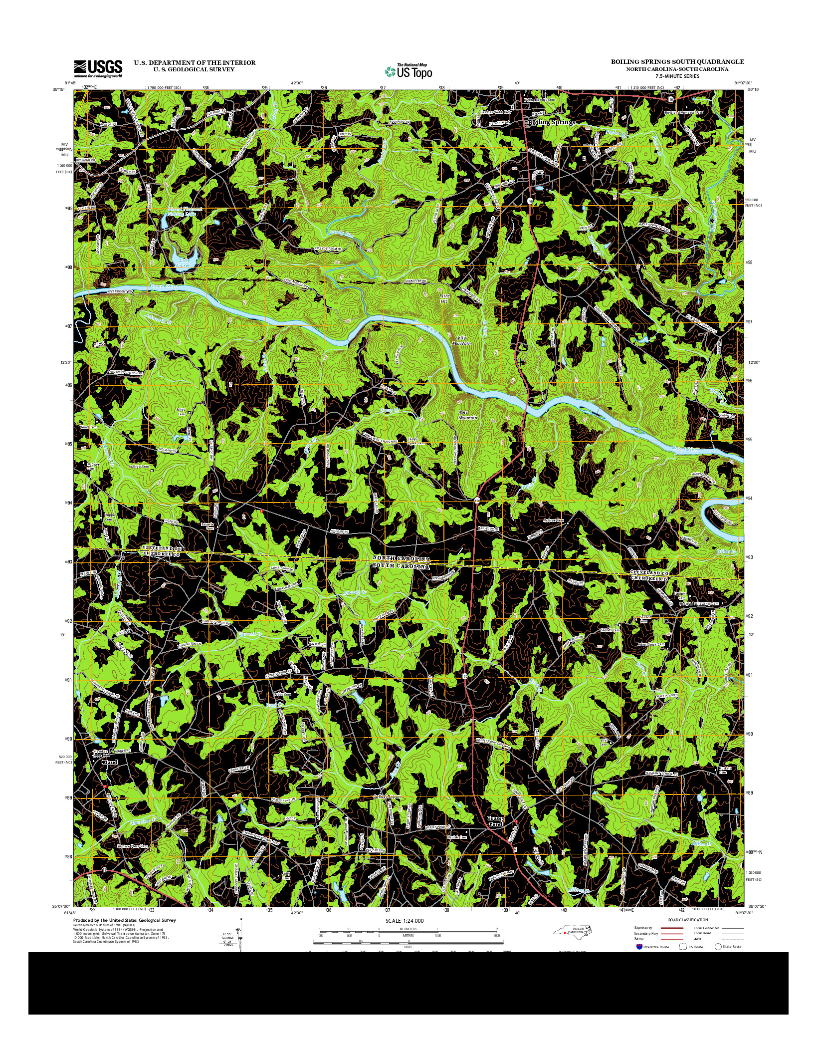 USGS US TOPO 7.5-MINUTE MAP FOR BOILING SPRINGS SOUTH, NC-SC 2013