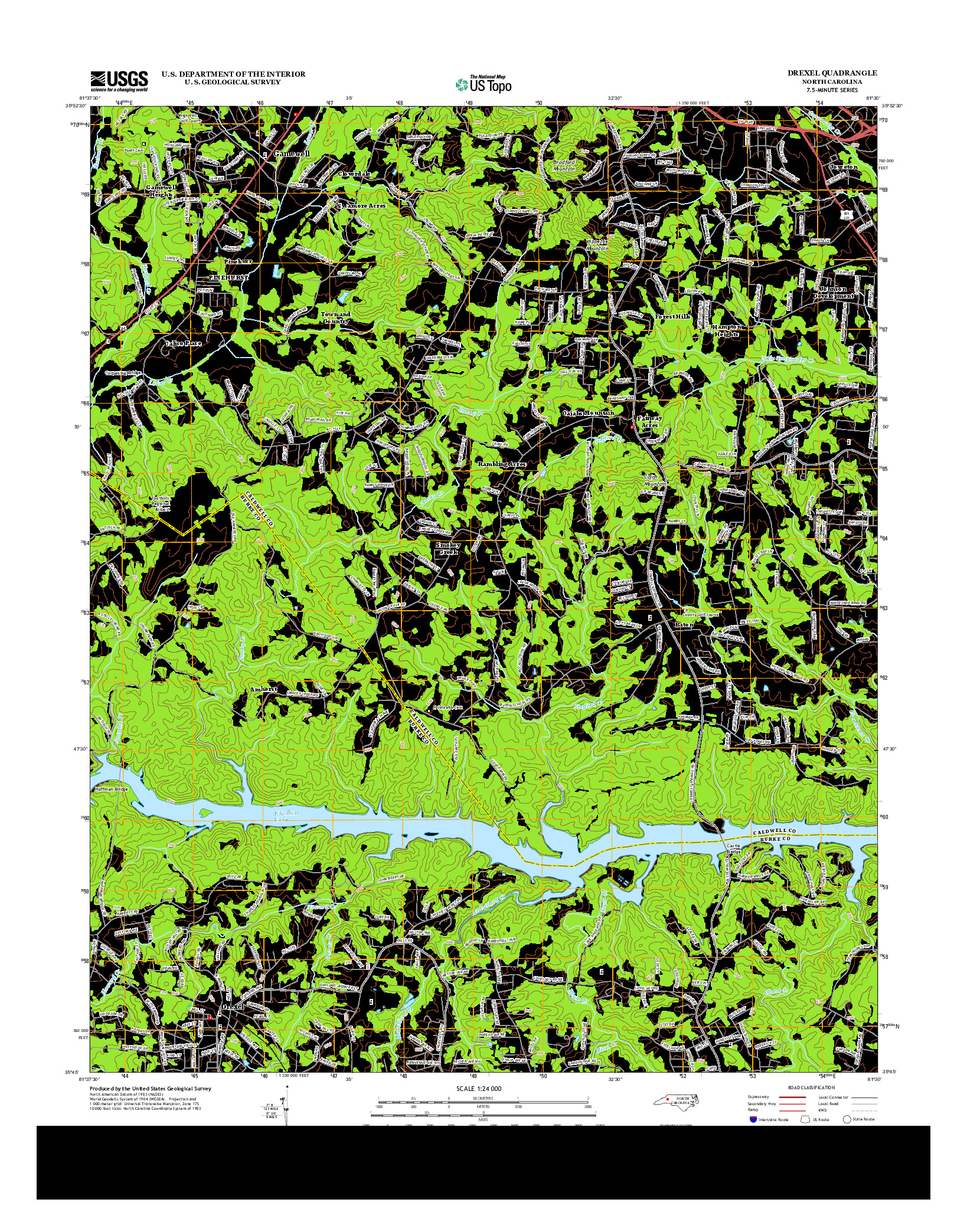 USGS US TOPO 7.5-MINUTE MAP FOR DREXEL, NC 2013