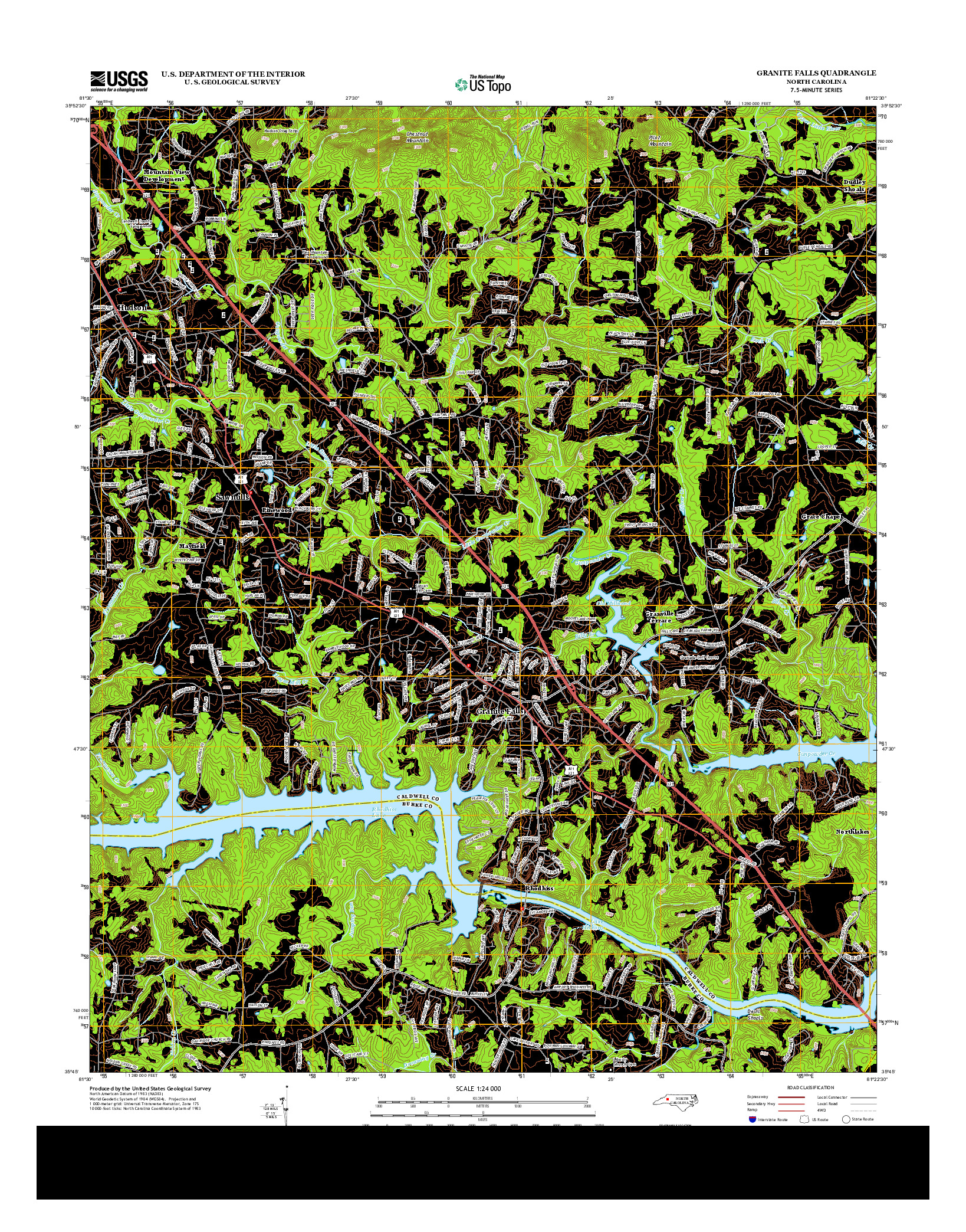 USGS US TOPO 7.5-MINUTE MAP FOR GRANITE FALLS, NC 2013