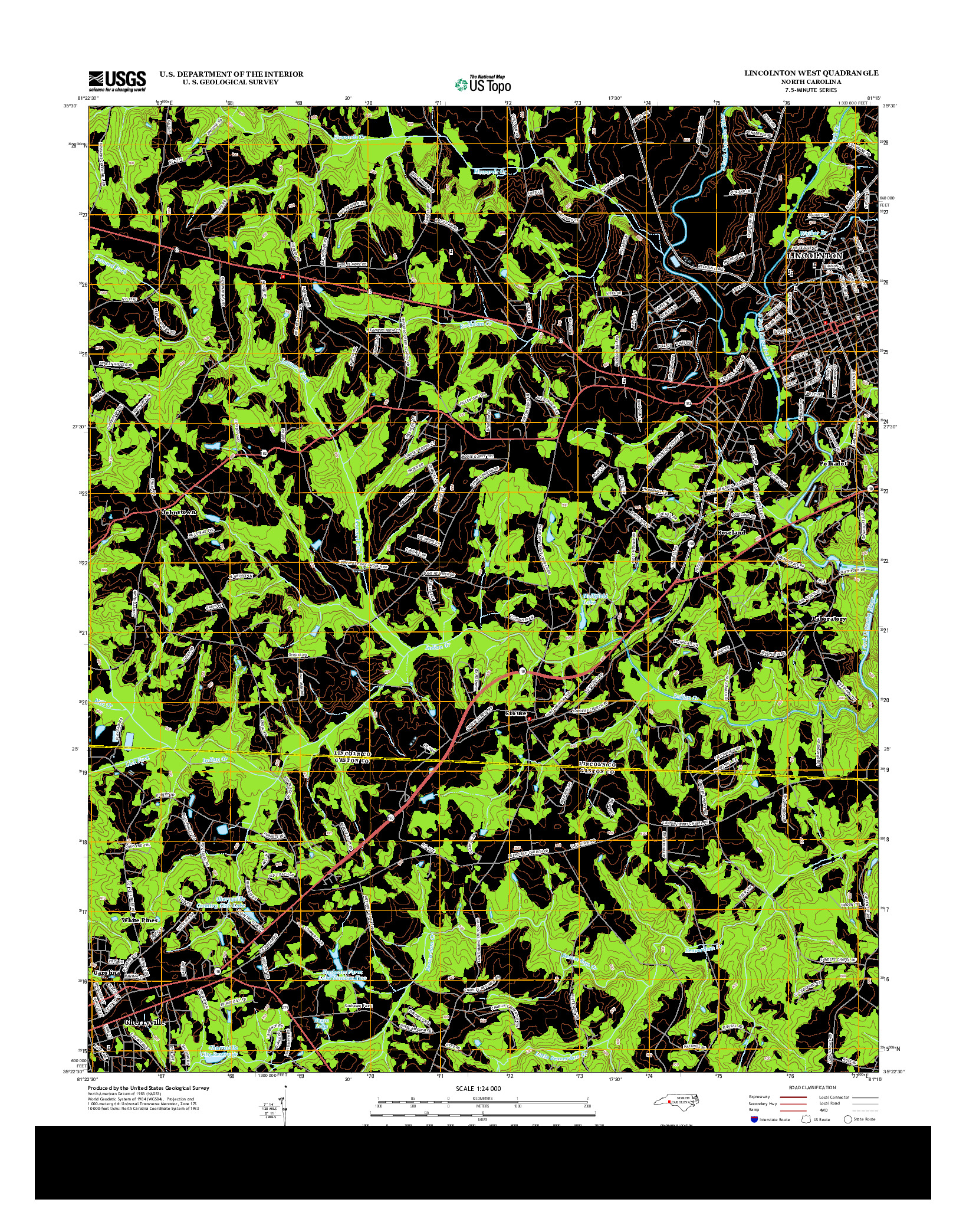 USGS US TOPO 7.5-MINUTE MAP FOR LINCOLNTON WEST, NC 2013