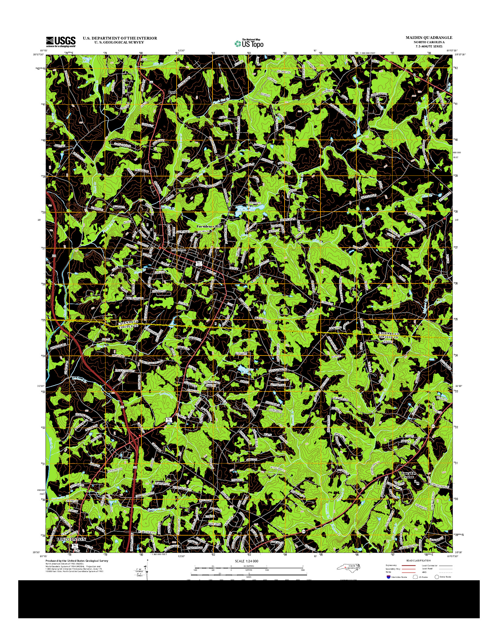 USGS US TOPO 7.5-MINUTE MAP FOR MAIDEN, NC 2013