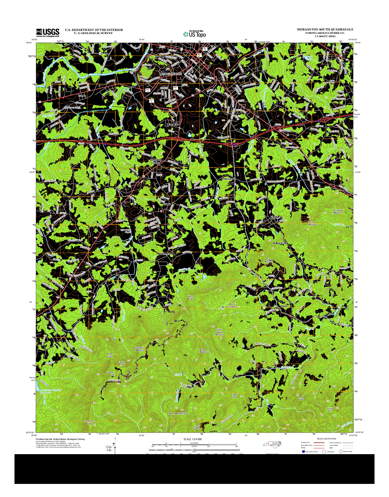 USGS US TOPO 7.5-MINUTE MAP FOR MORGANTON SOUTH, NC 2013