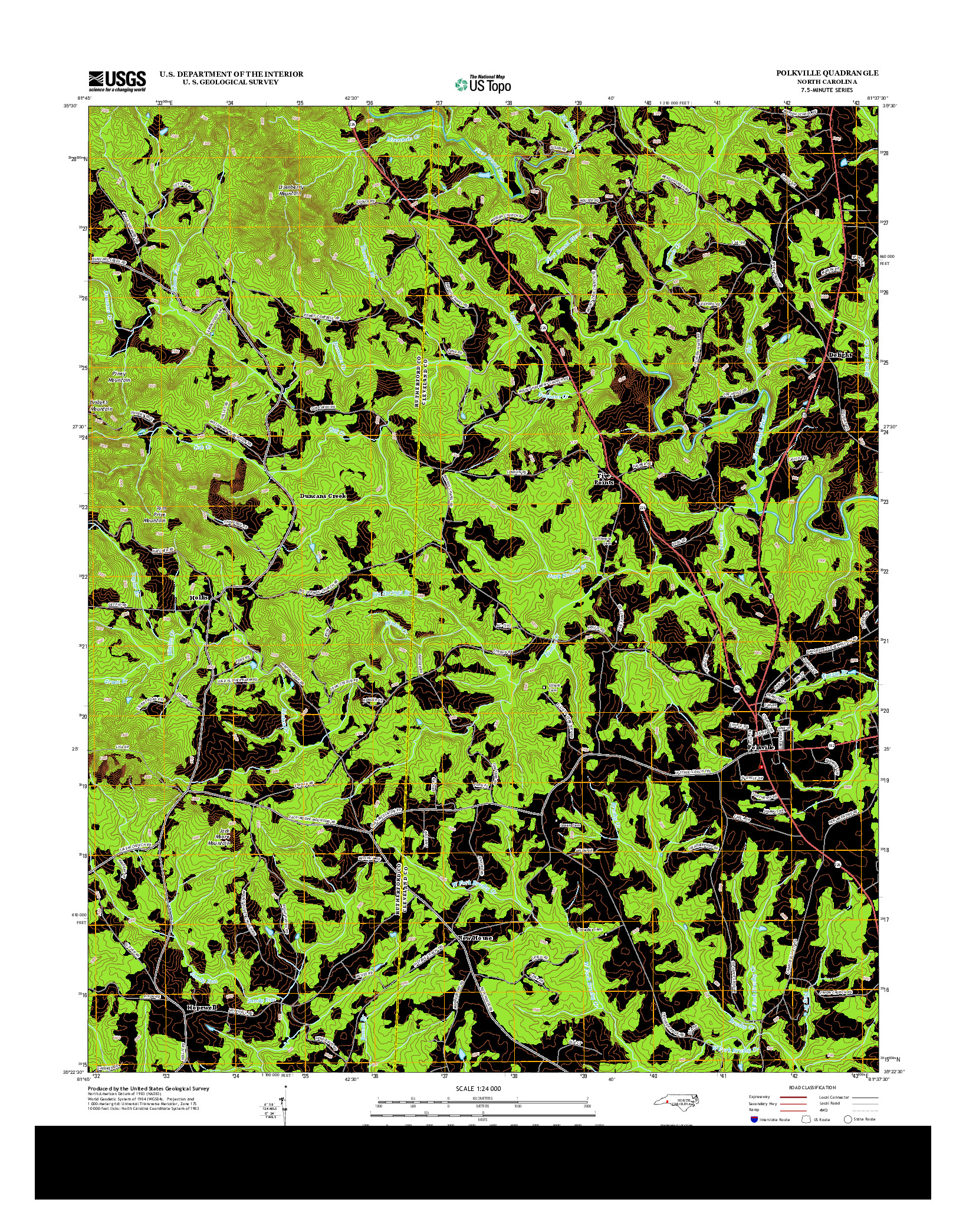 USGS US TOPO 7.5-MINUTE MAP FOR POLKVILLE, NC 2013