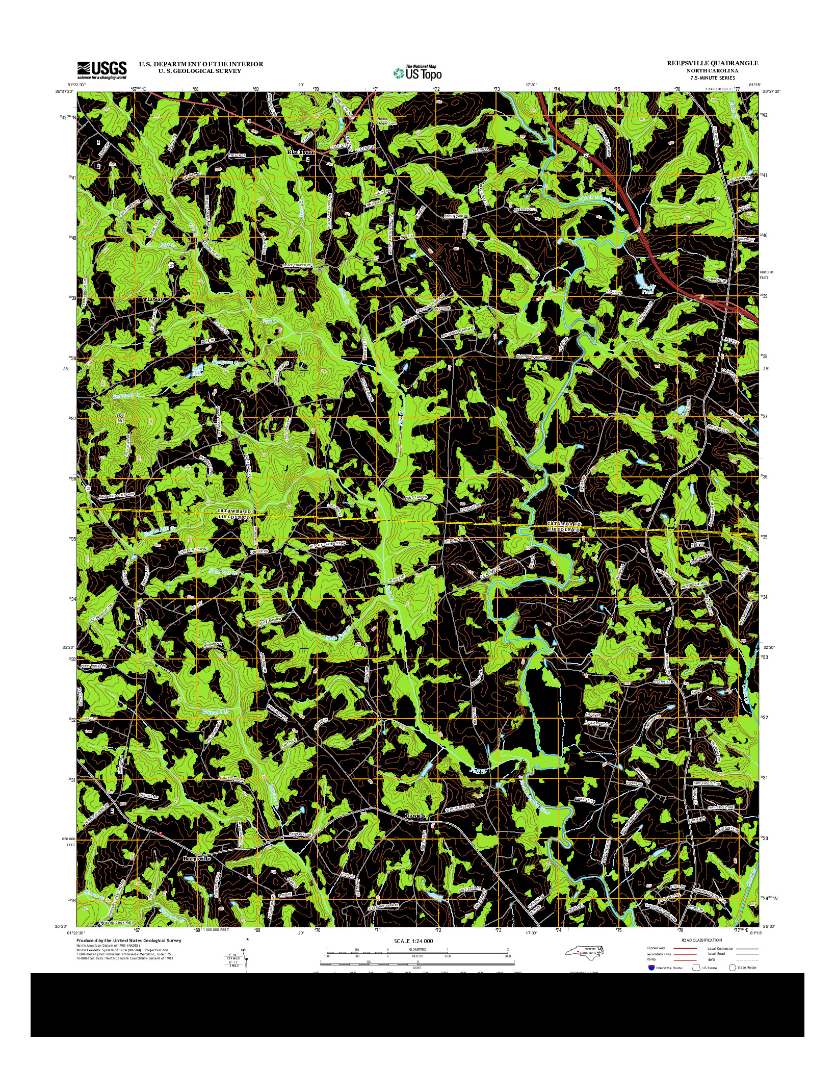 USGS US TOPO 7.5-MINUTE MAP FOR REEPSVILLE, NC 2013