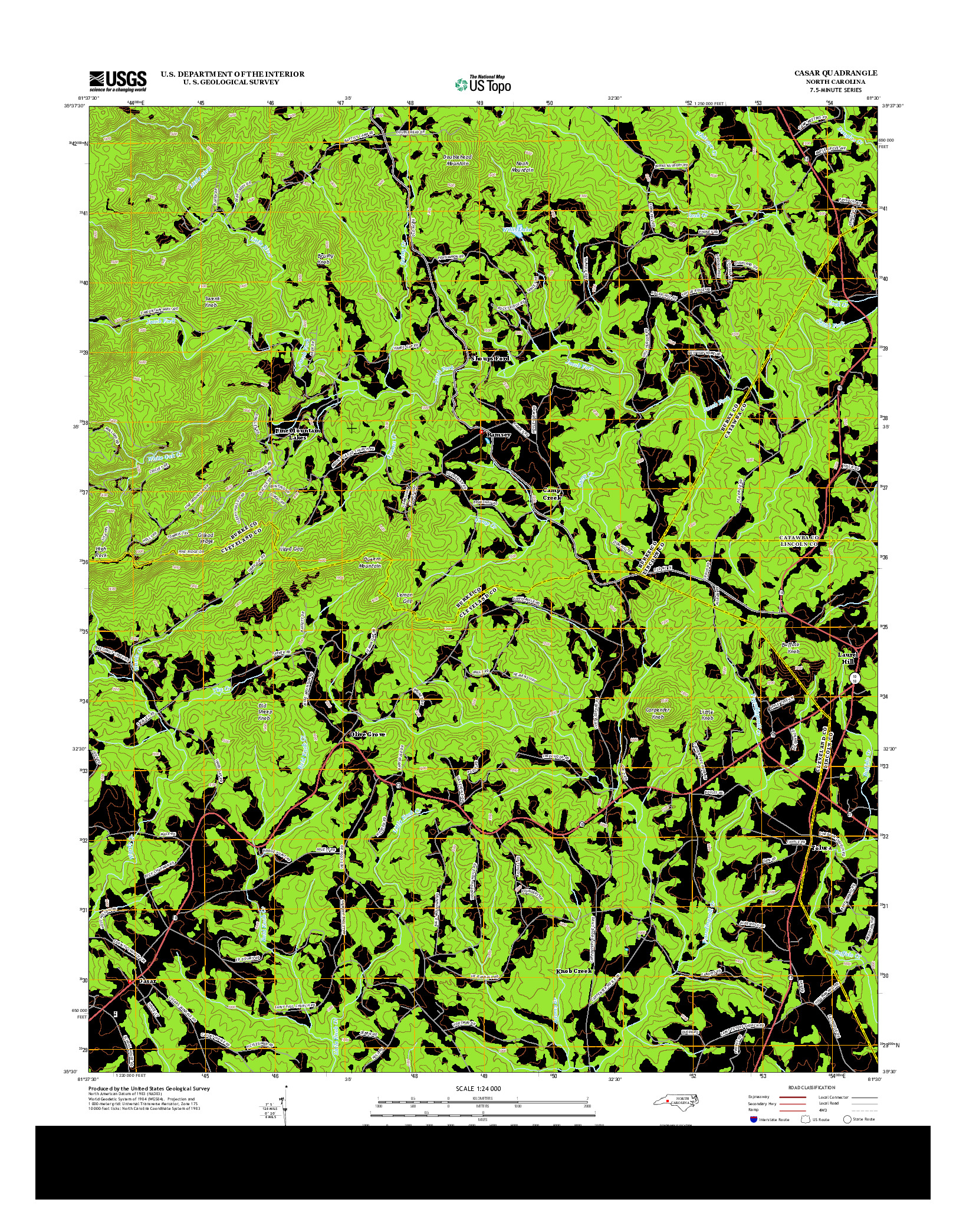 USGS US TOPO 7.5-MINUTE MAP FOR CASAR, NC 2013