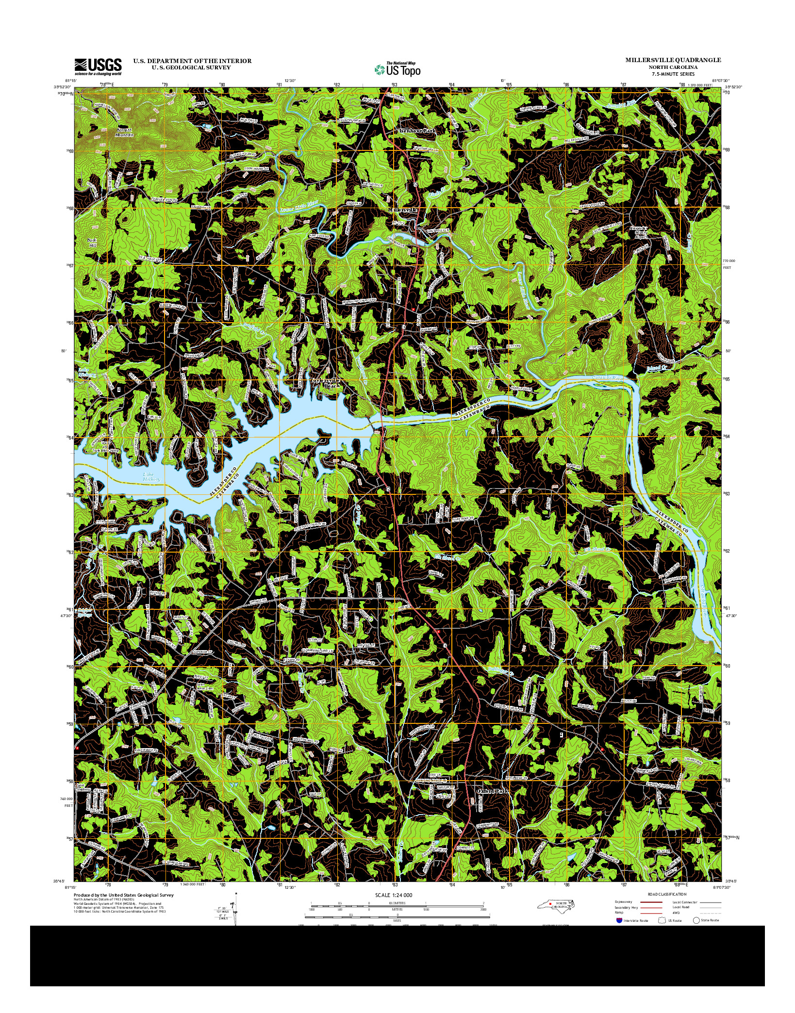USGS US TOPO 7.5-MINUTE MAP FOR MILLERSVILLE, NC 2013