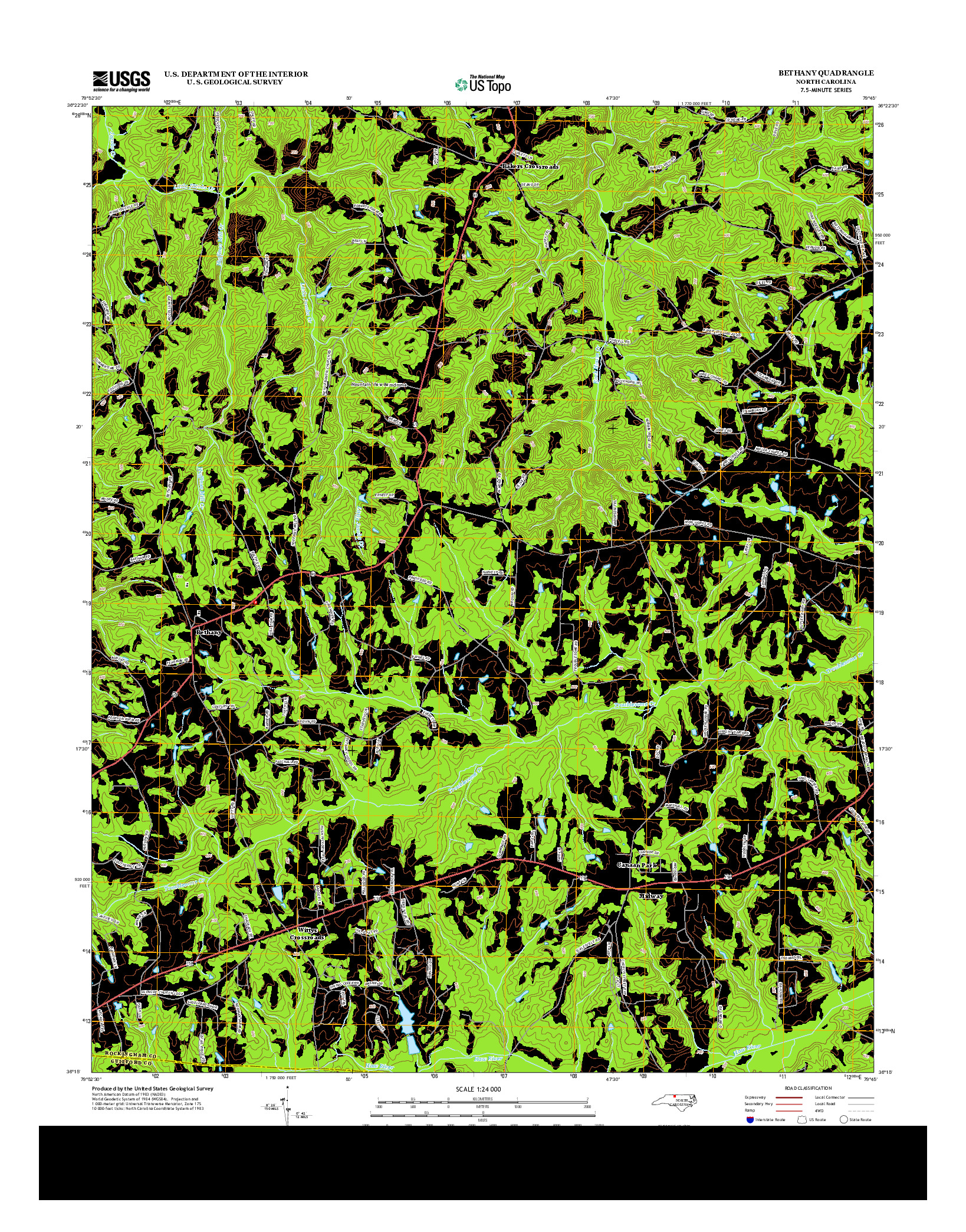 USGS US TOPO 7.5-MINUTE MAP FOR BETHANY, NC 2013