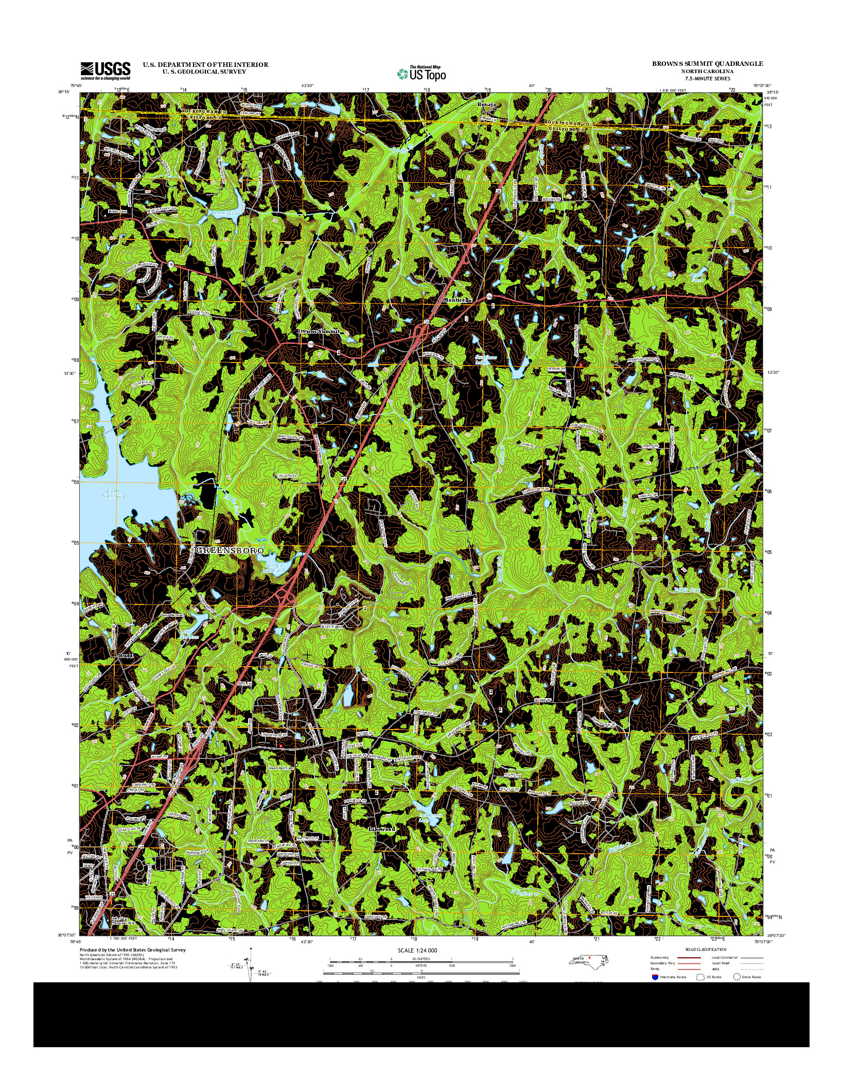 USGS US TOPO 7.5-MINUTE MAP FOR BROWNS SUMMIT, NC 2013