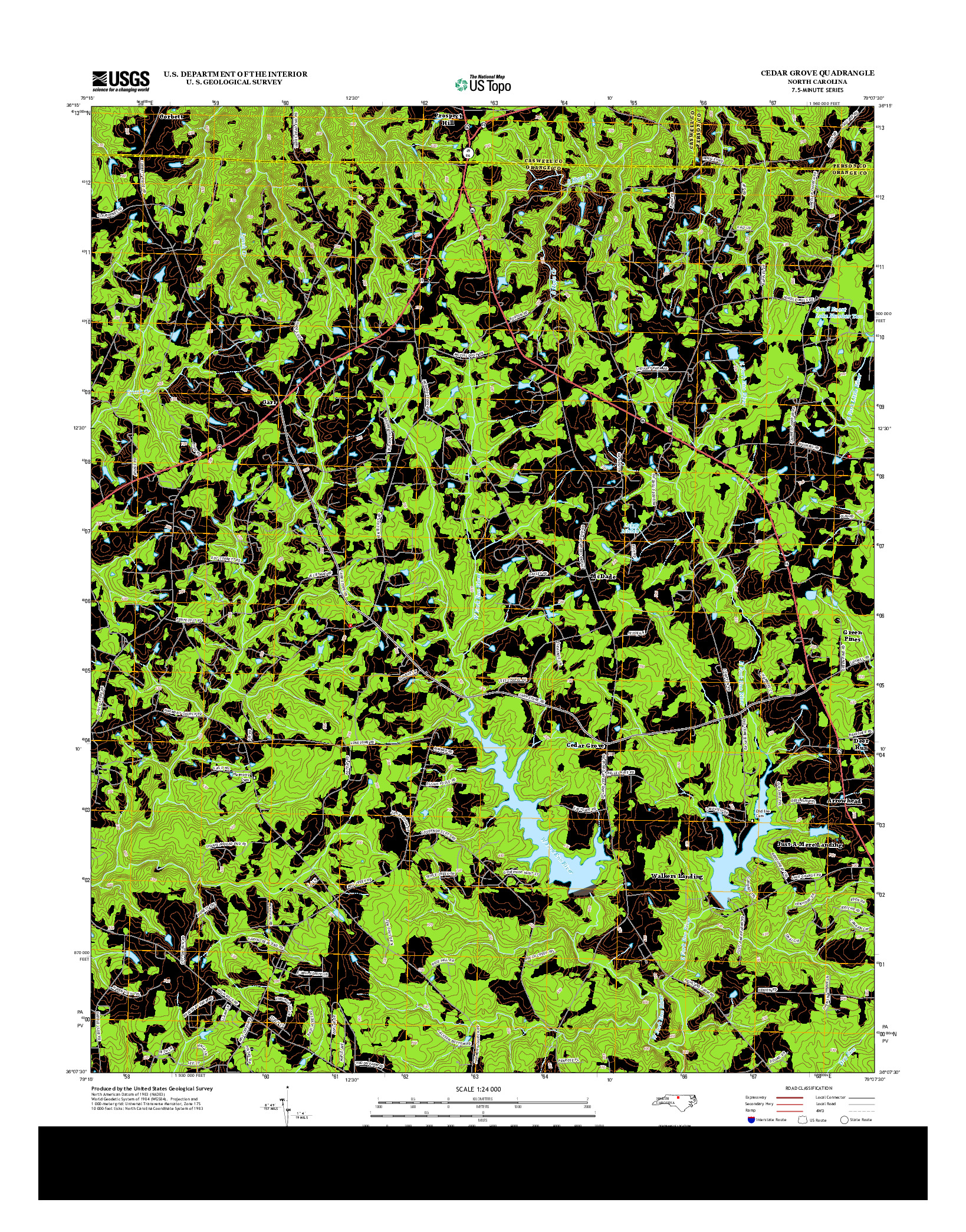 USGS US TOPO 7.5-MINUTE MAP FOR CEDAR GROVE, NC 2013
