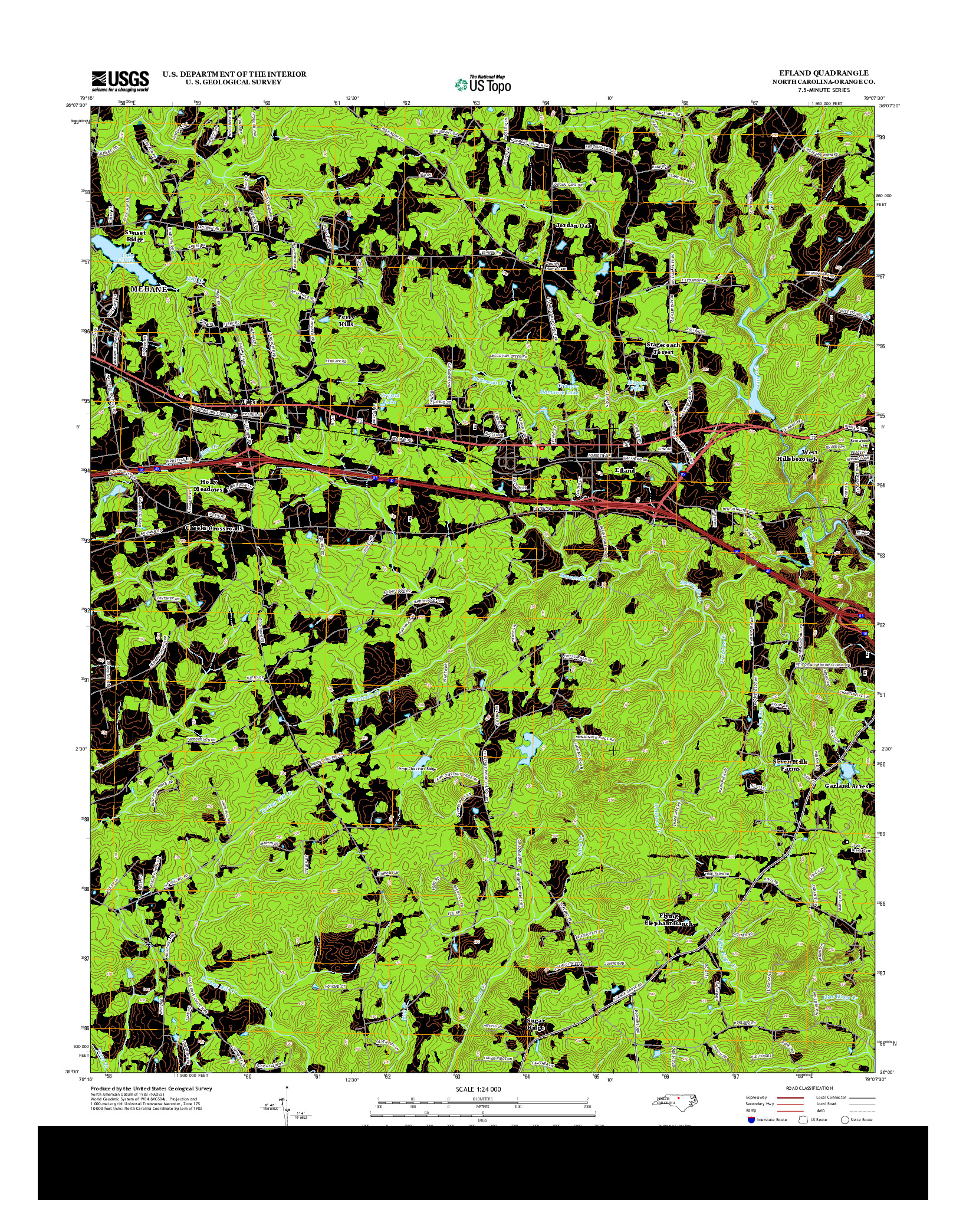 USGS US TOPO 7.5-MINUTE MAP FOR EFLAND, NC 2013