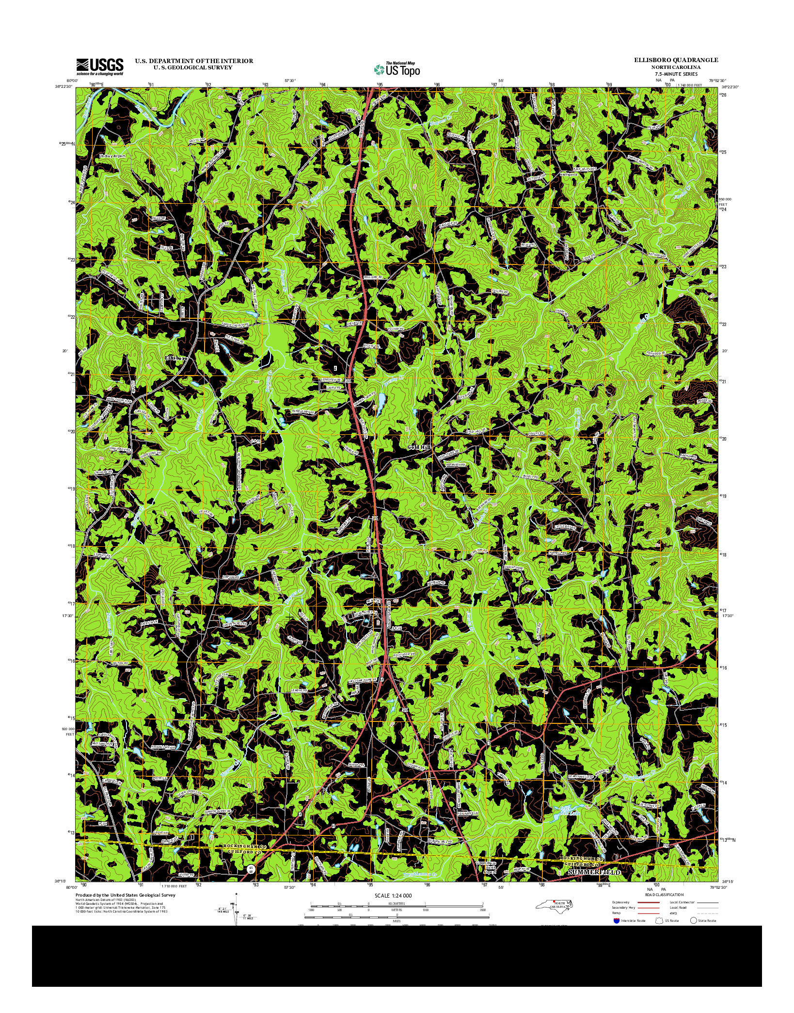 USGS US TOPO 7.5-MINUTE MAP FOR ELLISBORO, NC 2013