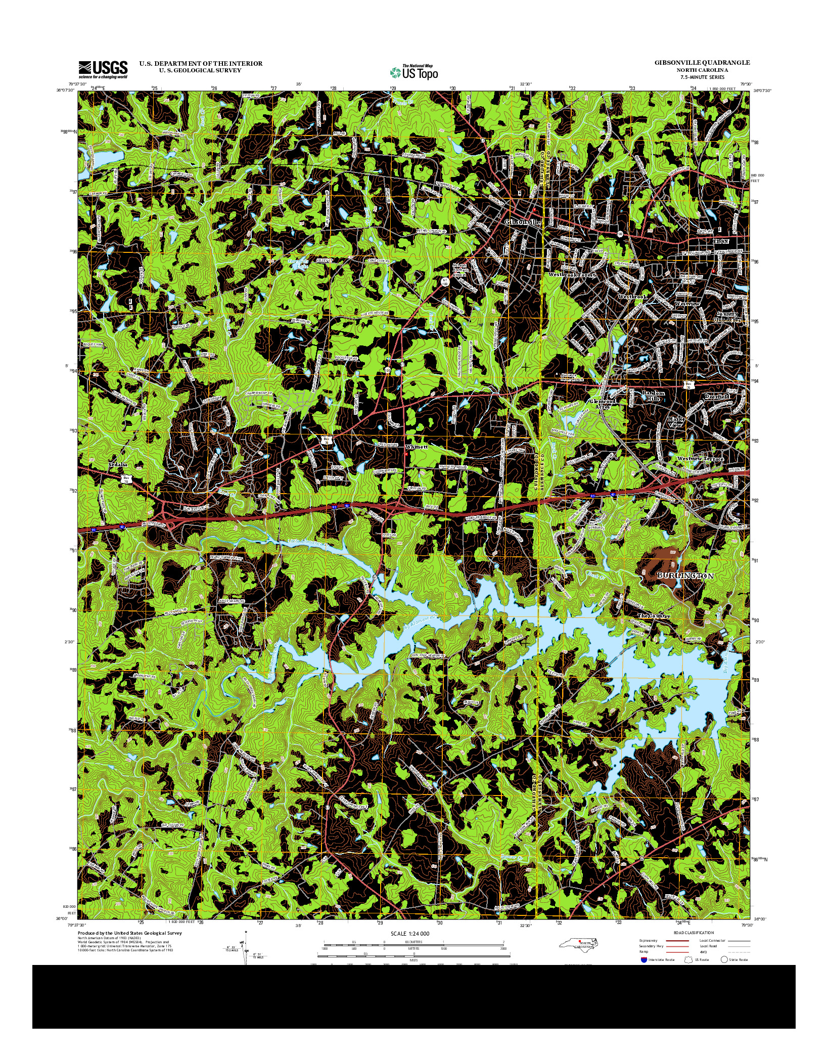 USGS US TOPO 7.5-MINUTE MAP FOR GIBSONVILLE, NC 2013