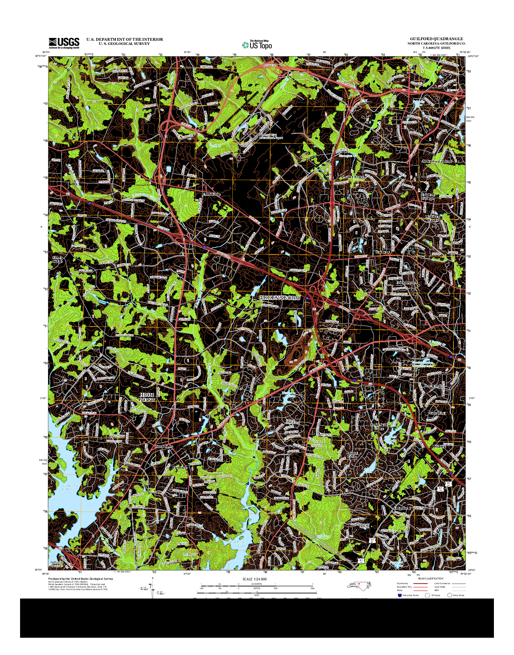 USGS US TOPO 7.5-MINUTE MAP FOR GUILFORD, NC 2013