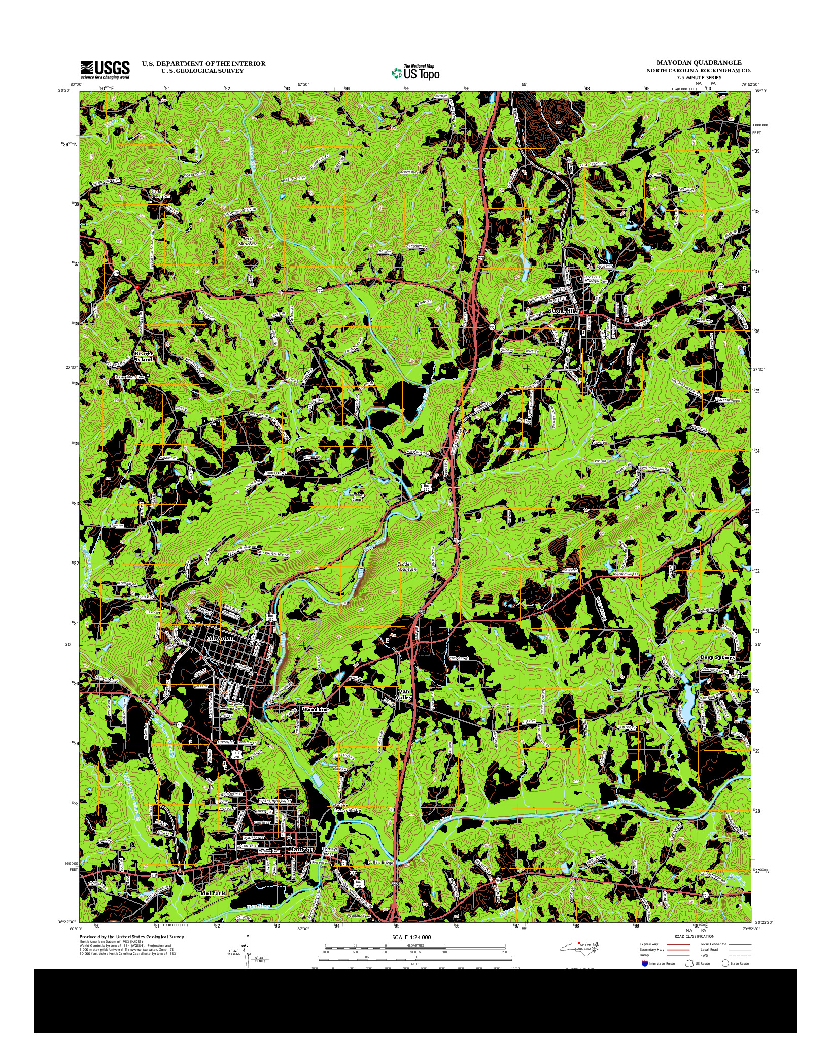 USGS US TOPO 7.5-MINUTE MAP FOR MAYODAN, NC 2013