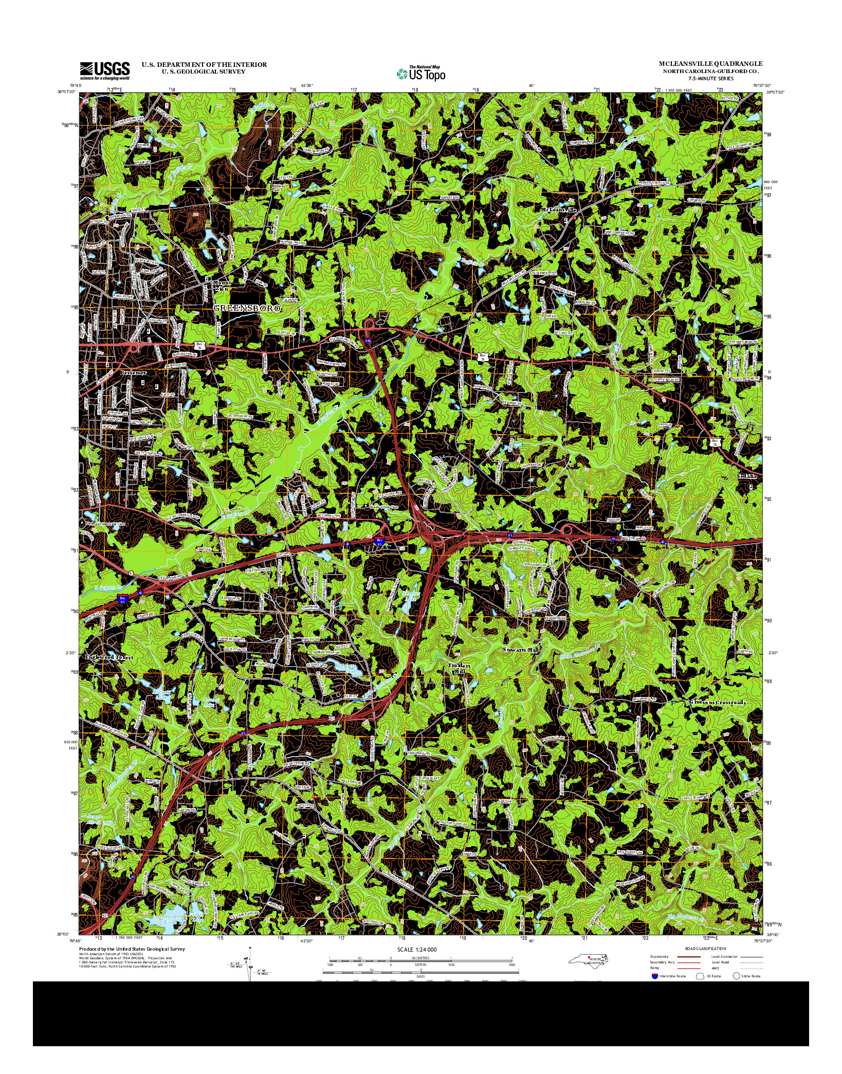 USGS US TOPO 7.5-MINUTE MAP FOR MCLEANSVILLE, NC 2013