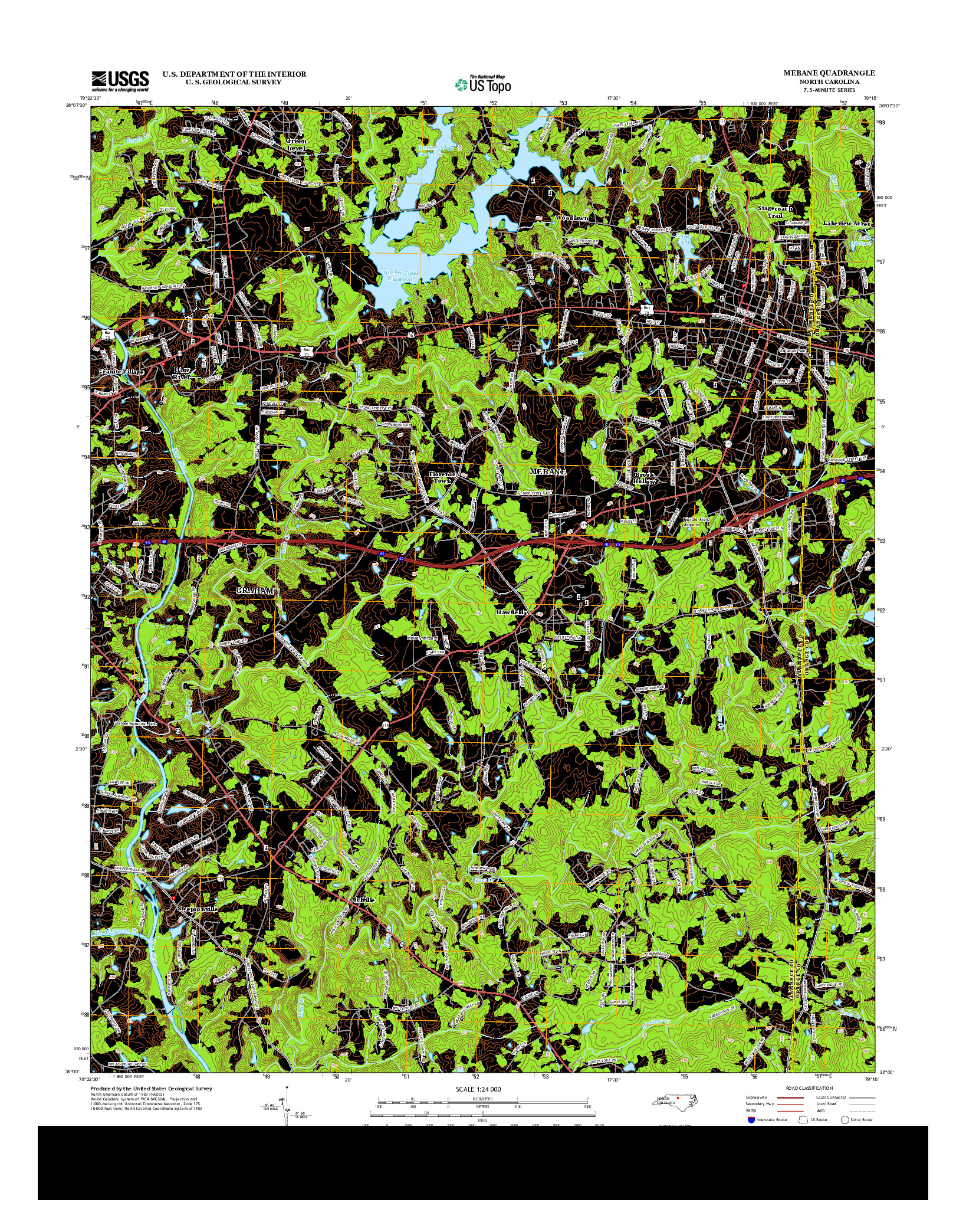 USGS US TOPO 7.5-MINUTE MAP FOR MEBANE, NC 2013