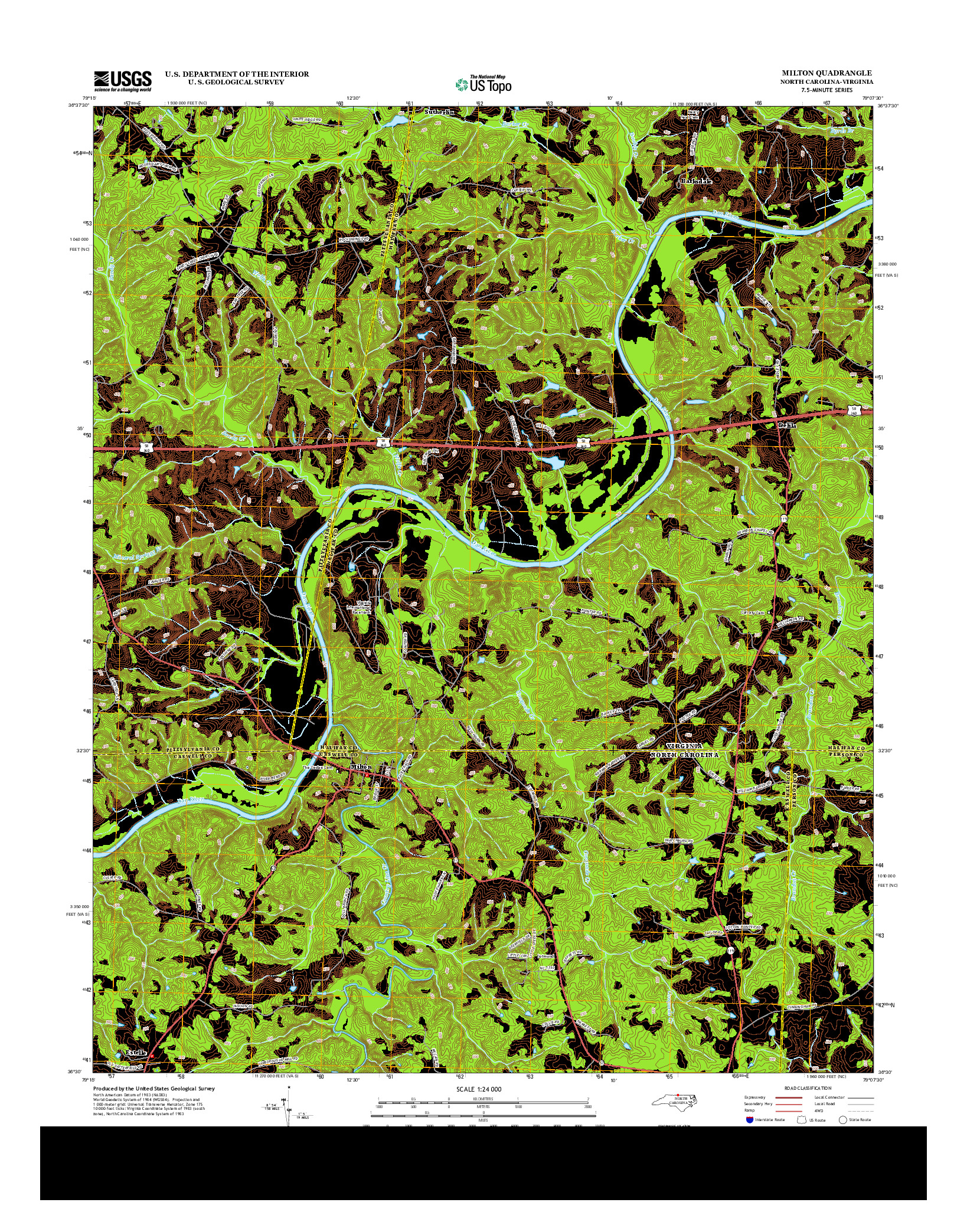 USGS US TOPO 7.5-MINUTE MAP FOR MILTON, NC-VA 2013