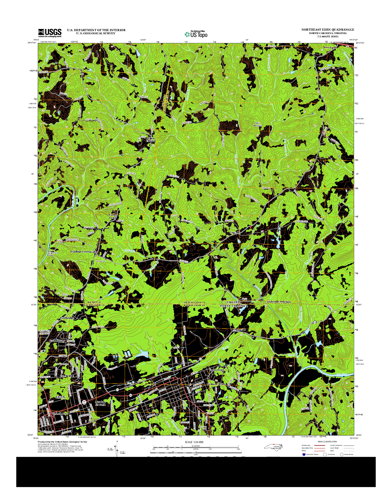 USGS US TOPO 7.5-MINUTE MAP FOR NORTHEAST EDEN, NC-VA 2013