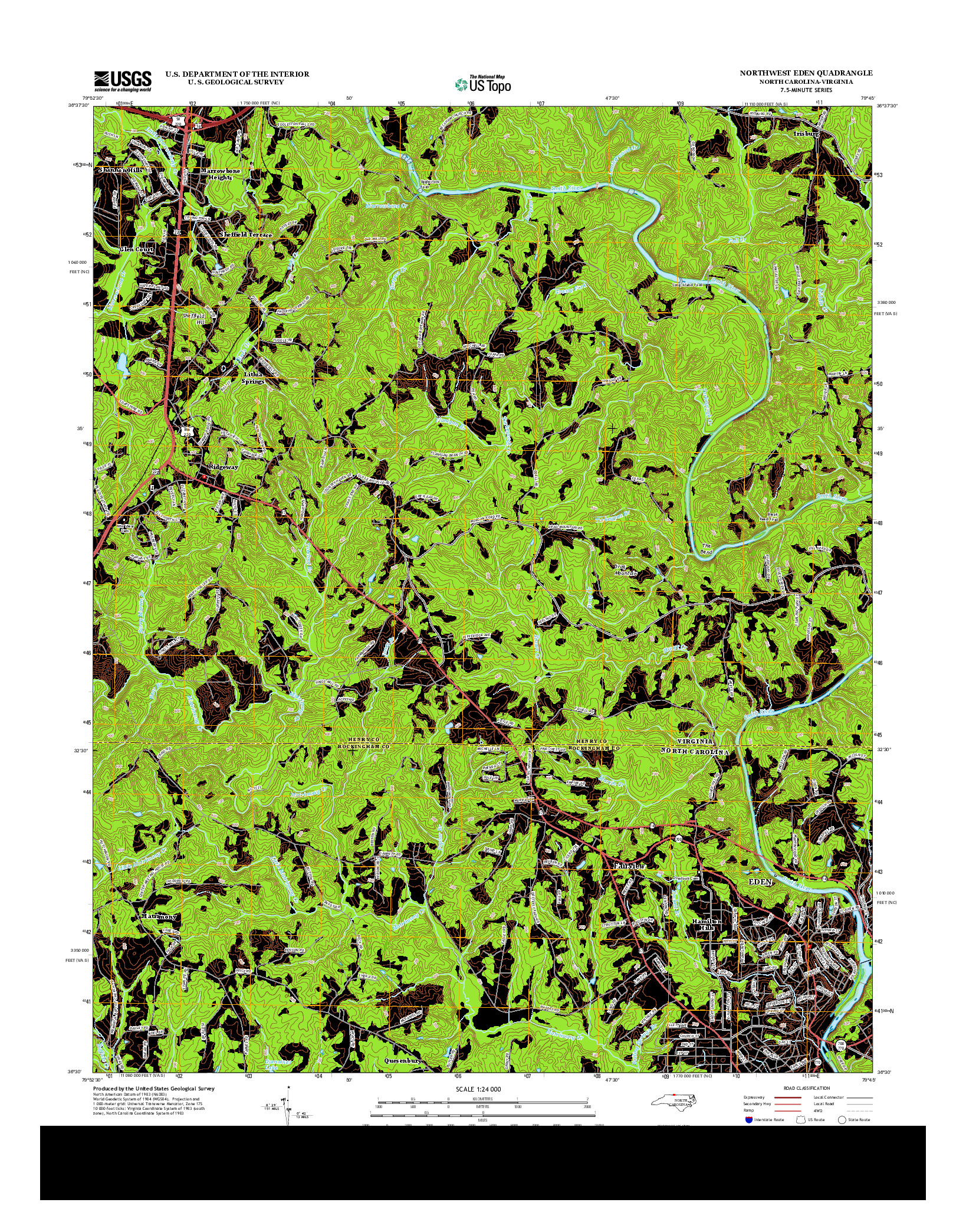 USGS US TOPO 7.5-MINUTE MAP FOR NORTHWEST EDEN, NC-VA 2013