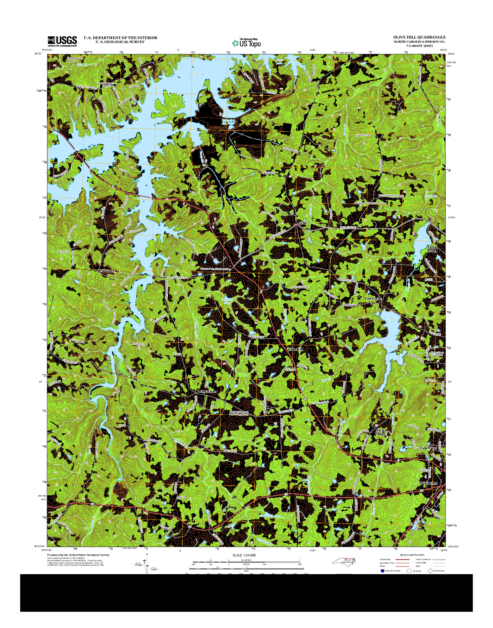 USGS US TOPO 7.5-MINUTE MAP FOR OLIVE HILL, NC 2013