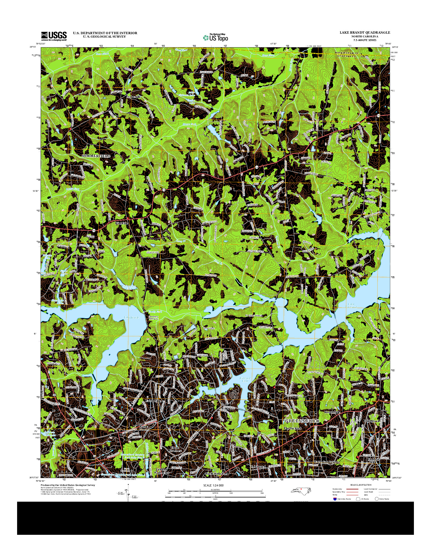 USGS US TOPO 7.5-MINUTE MAP FOR LAKE BRANDT, NC 2013