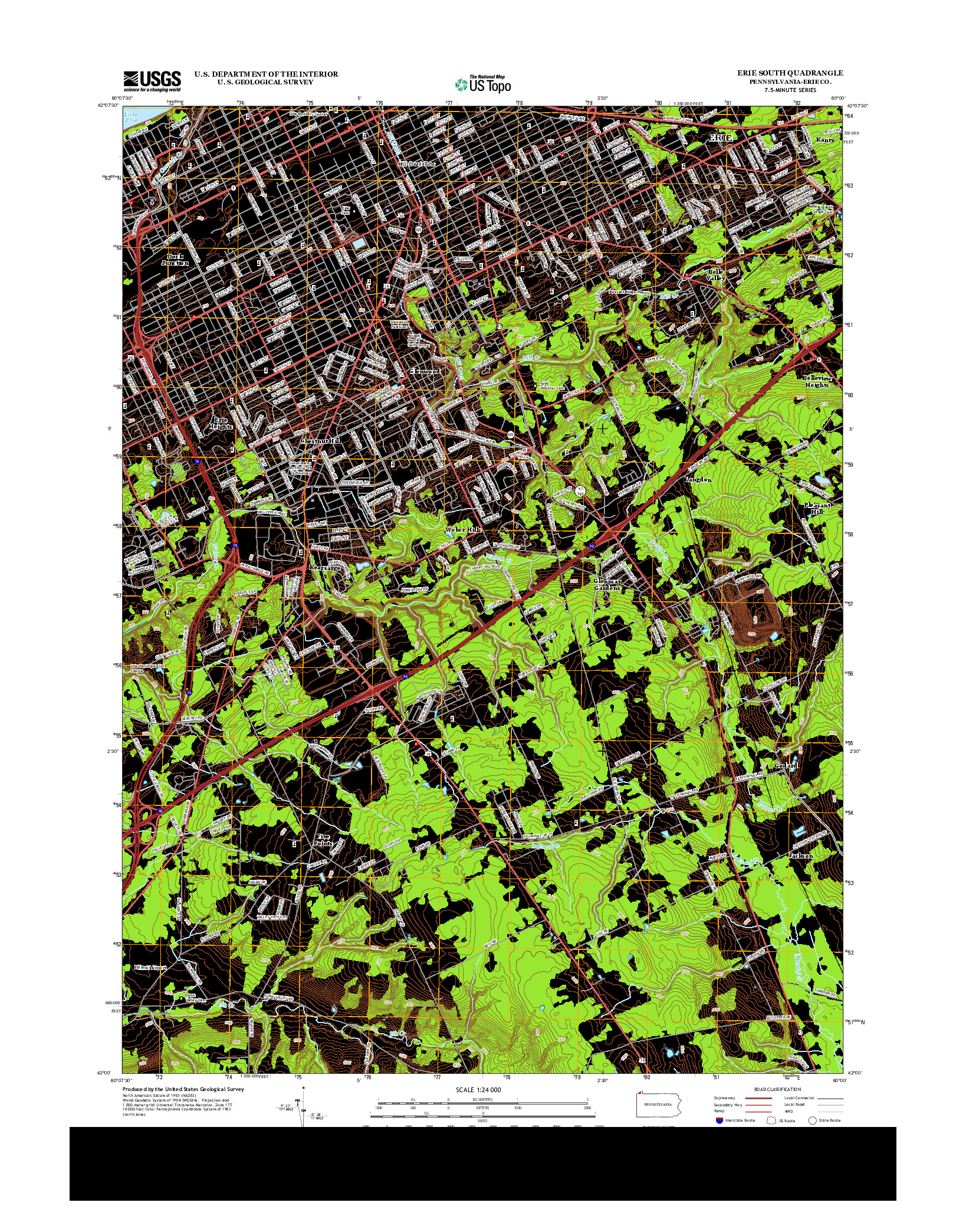 USGS US TOPO 7.5-MINUTE MAP FOR ERIE SOUTH, PA 2013