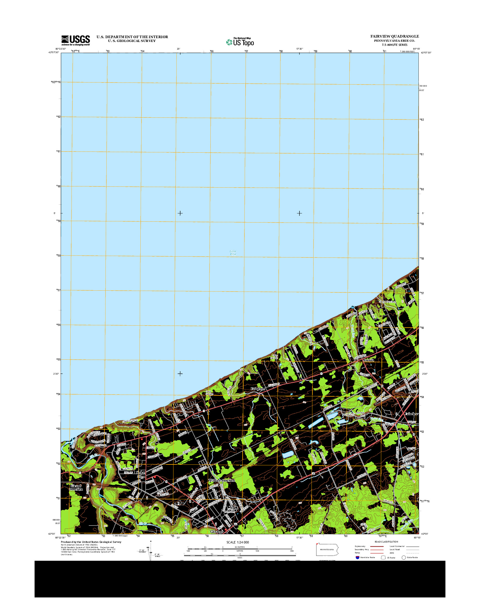 USGS US TOPO 7.5-MINUTE MAP FOR FAIRVIEW, PA 2013