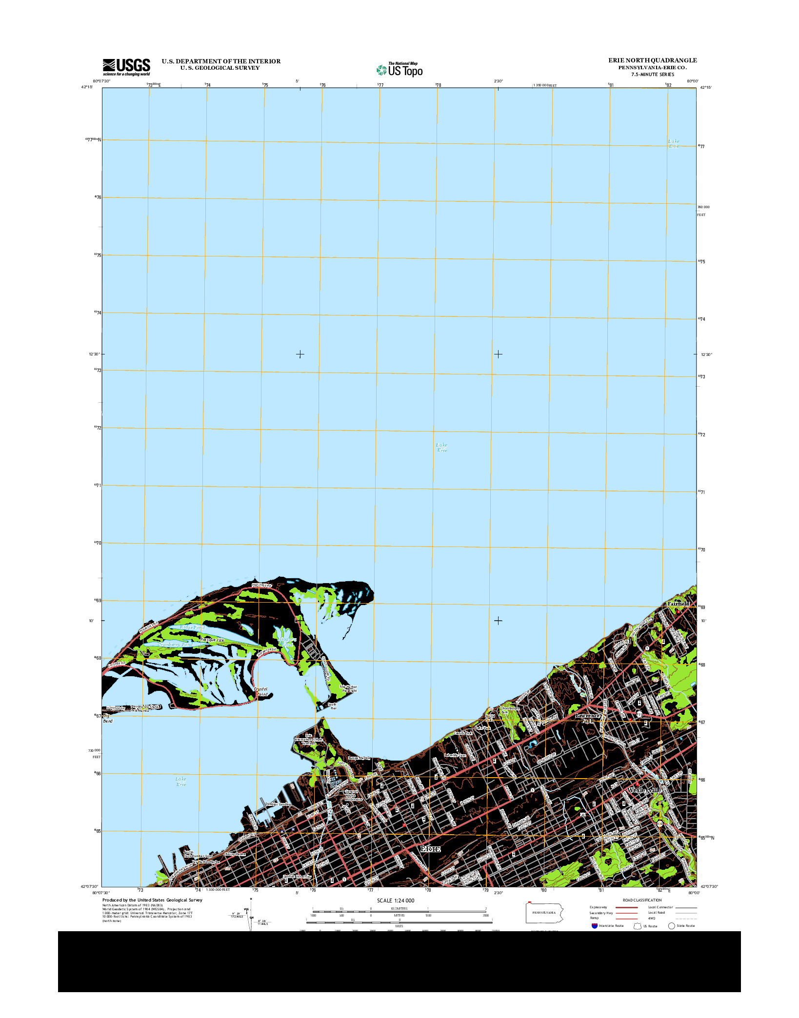 USGS US TOPO 7.5-MINUTE MAP FOR ERIE NORTH, PA 2013