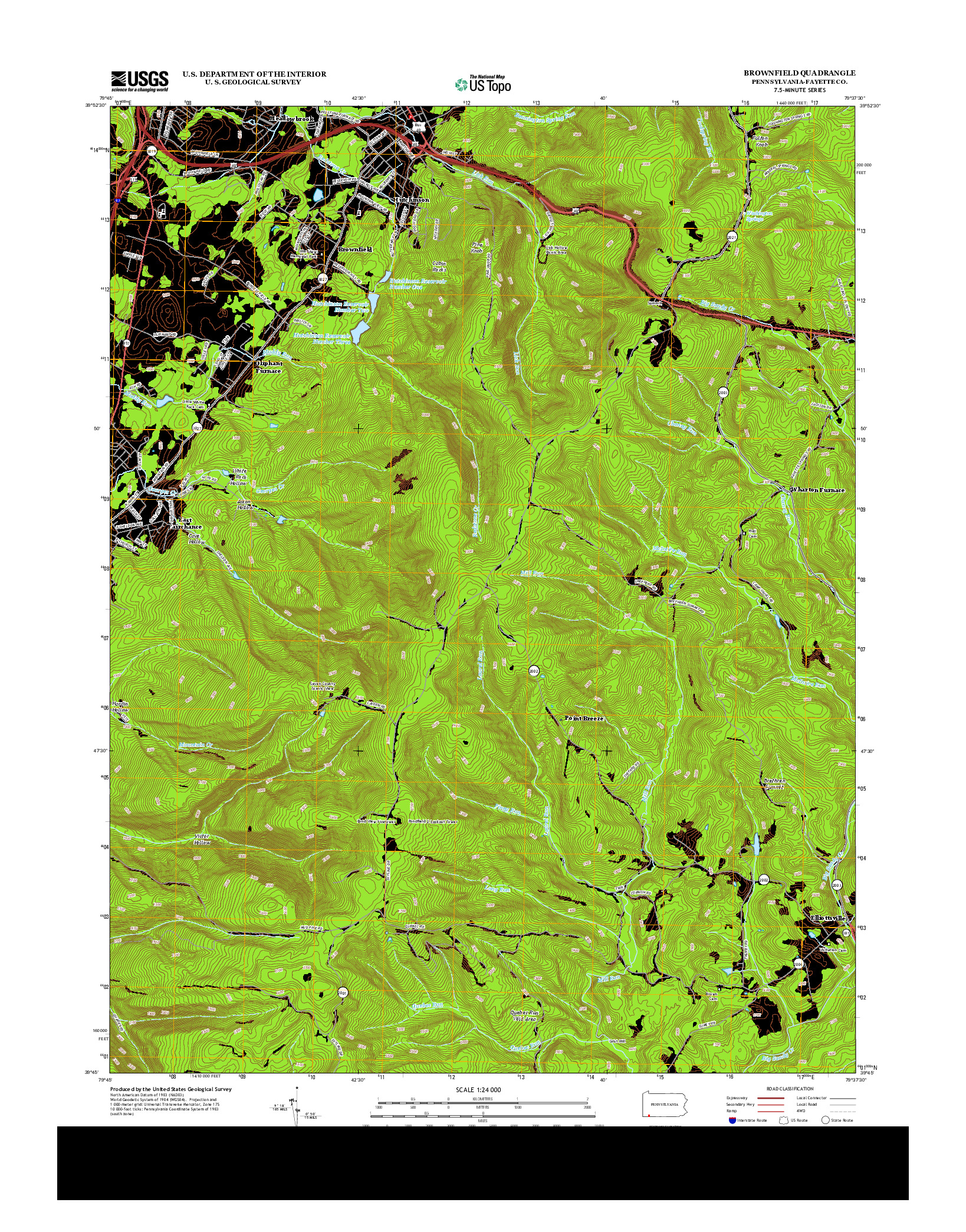 USGS US TOPO 7.5-MINUTE MAP FOR BROWNFIELD, PA 2013