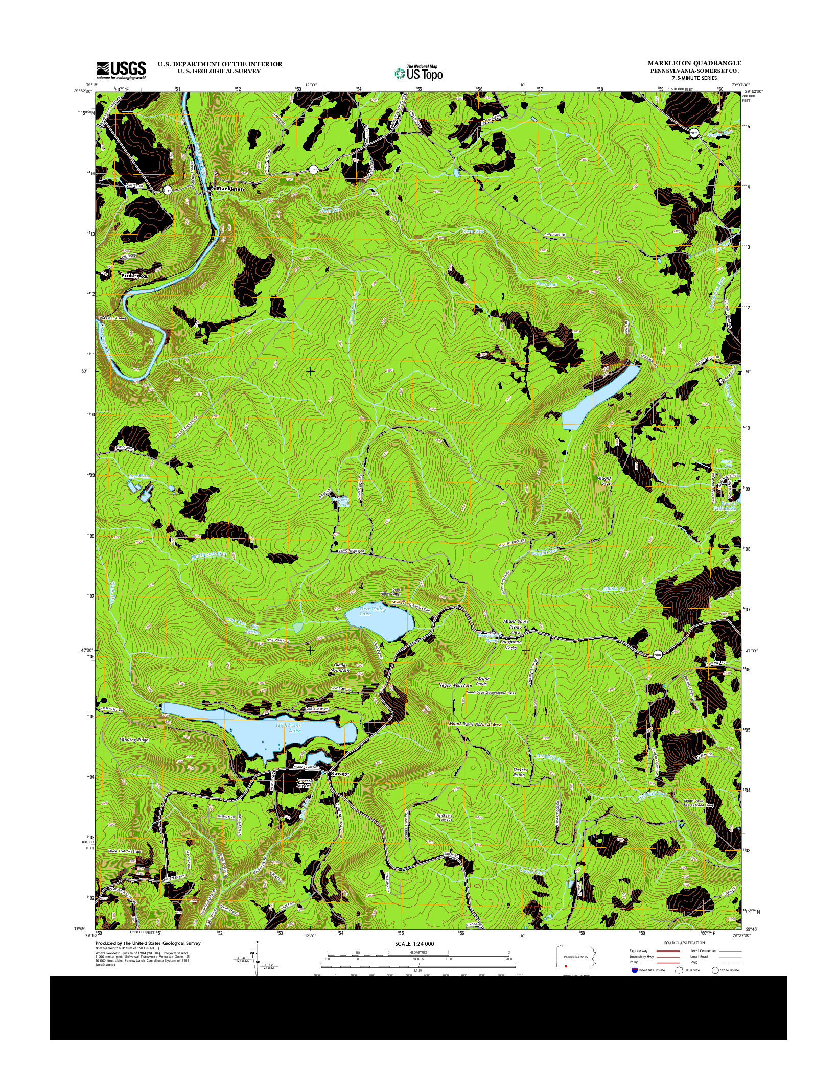 USGS US TOPO 7.5-MINUTE MAP FOR MARKLETON, PA 2013
