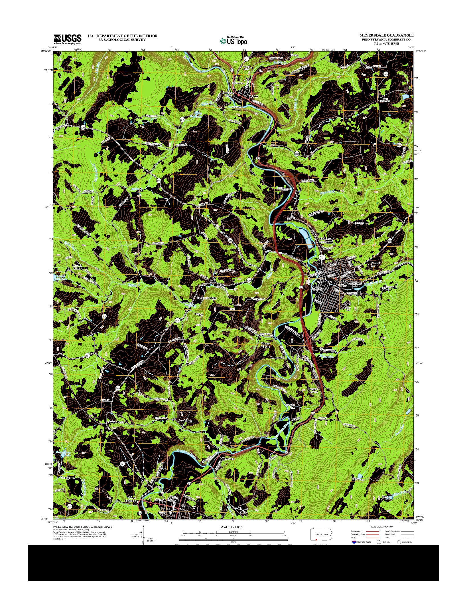 USGS US TOPO 7.5-MINUTE MAP FOR MEYERSDALE, PA 2013
