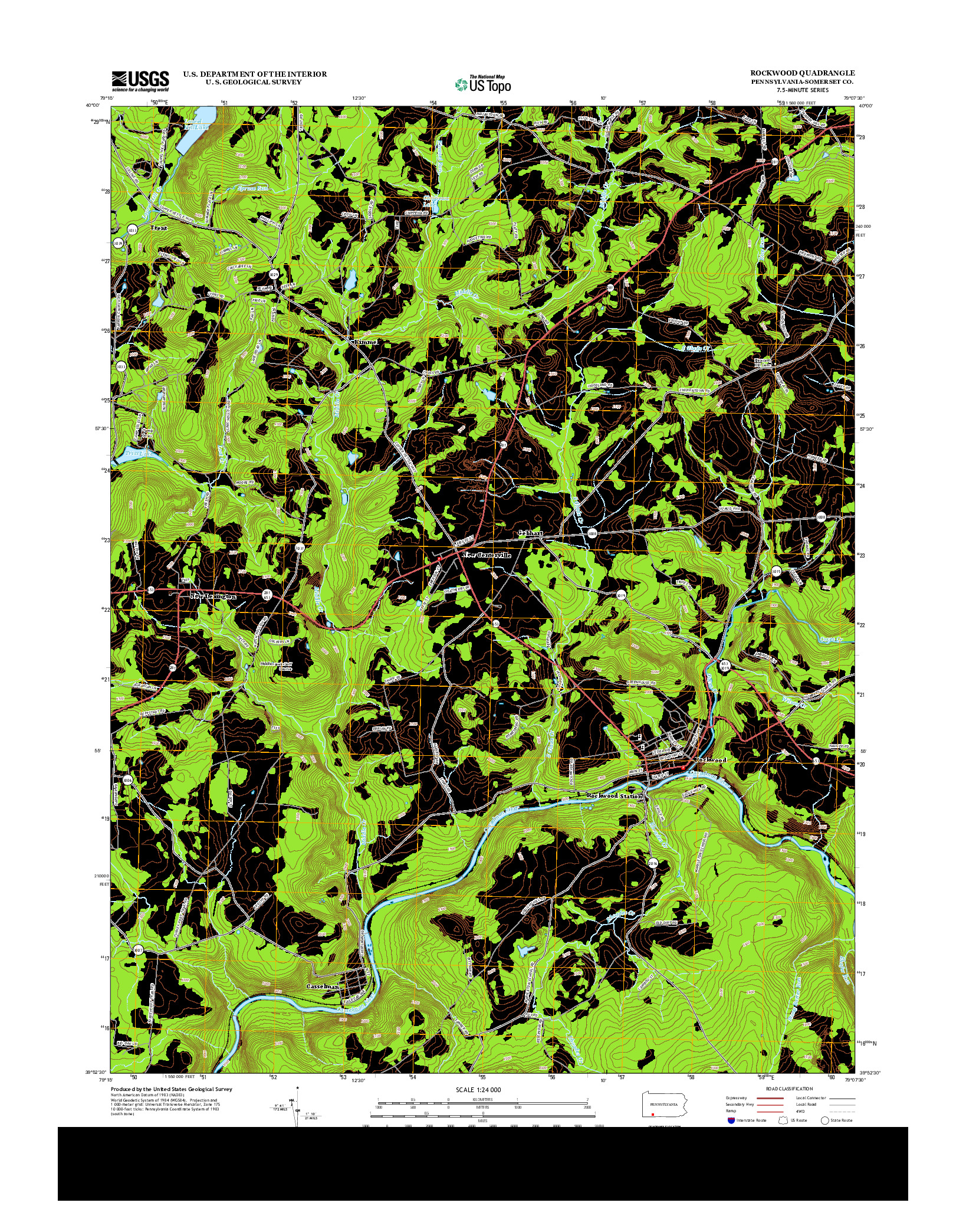 USGS US TOPO 7.5-MINUTE MAP FOR ROCKWOOD, PA 2013