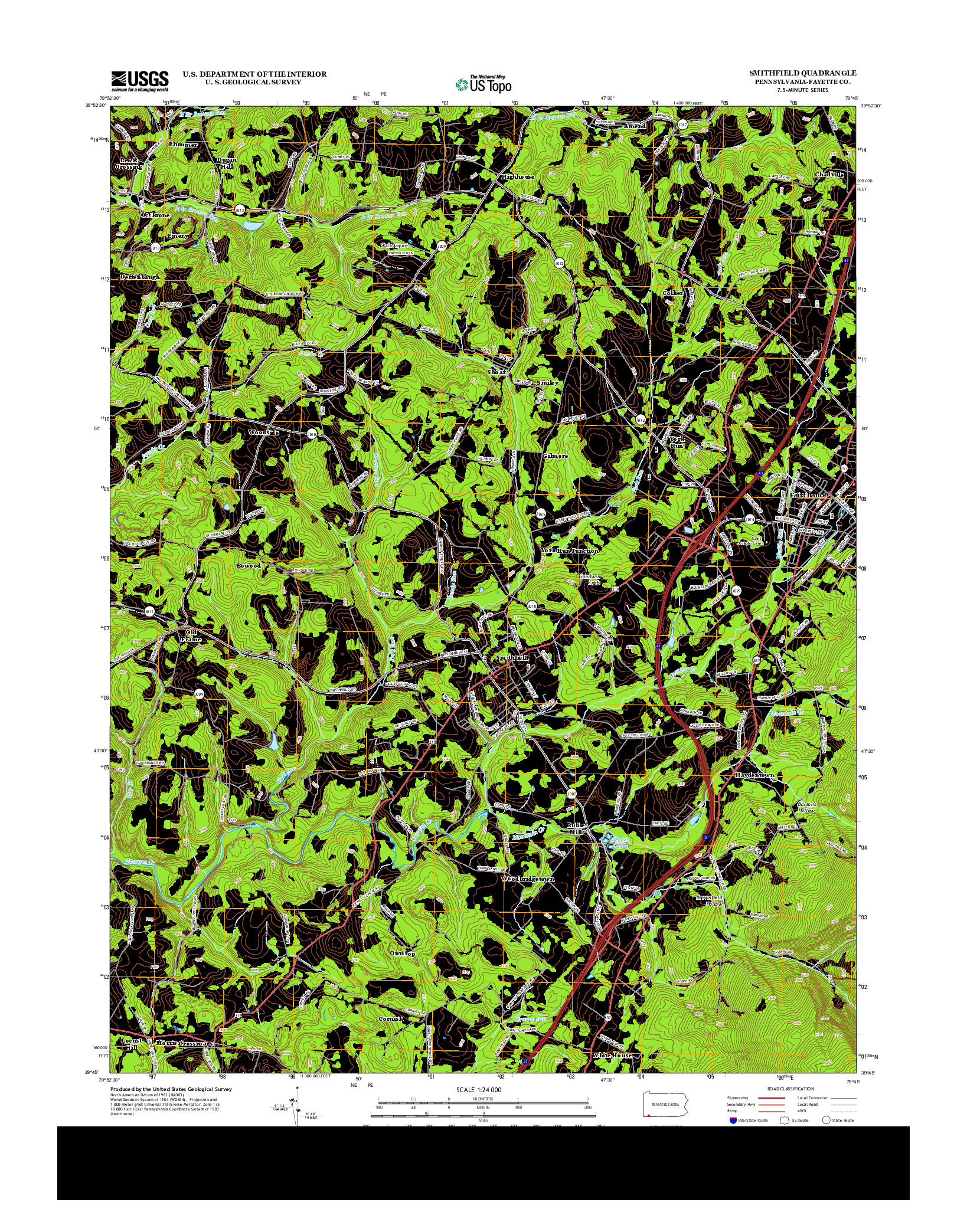 USGS US TOPO 7.5-MINUTE MAP FOR SMITHFIELD, PA 2013