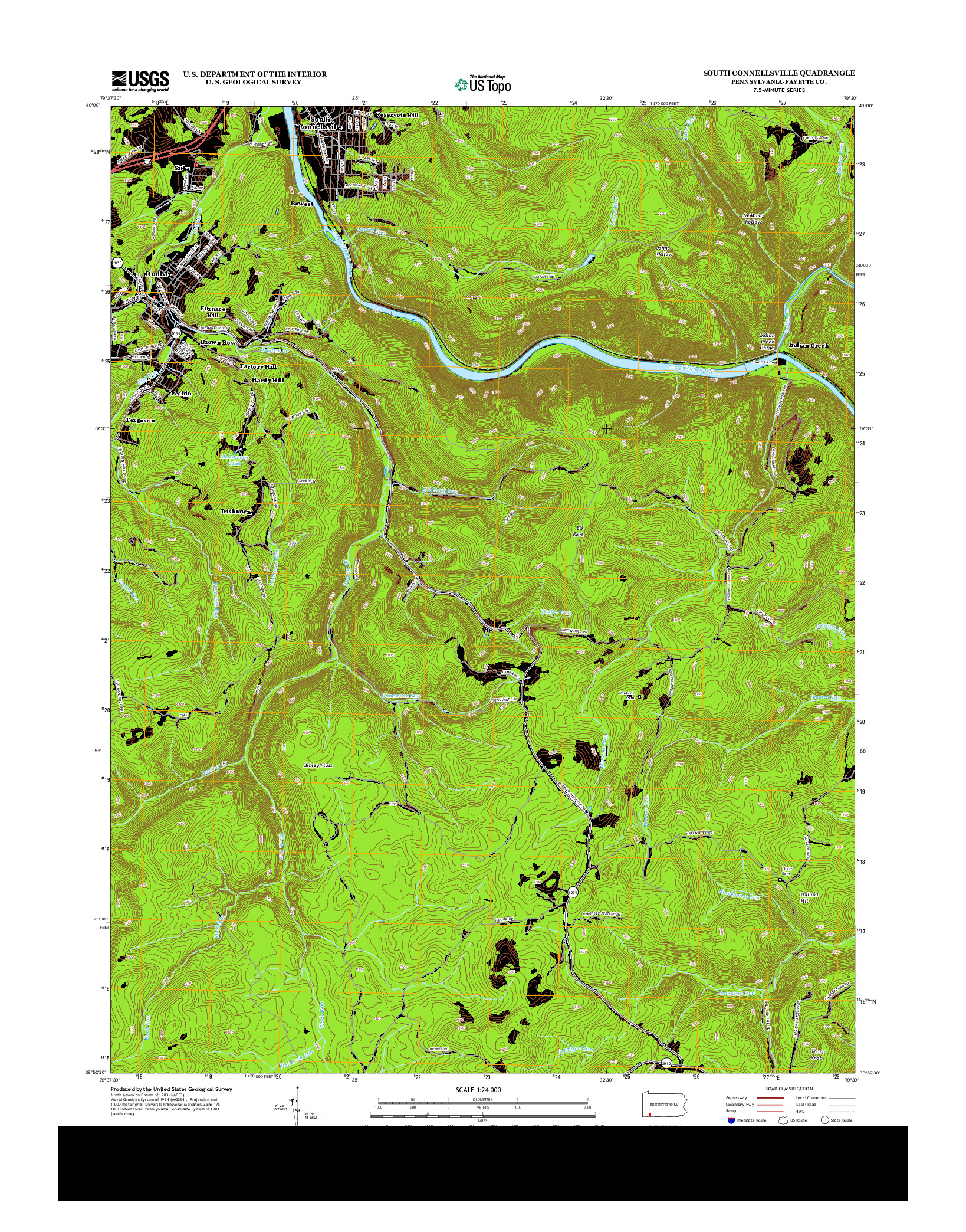 USGS US TOPO 7.5-MINUTE MAP FOR SOUTH CONNELLSVILLE, PA 2013