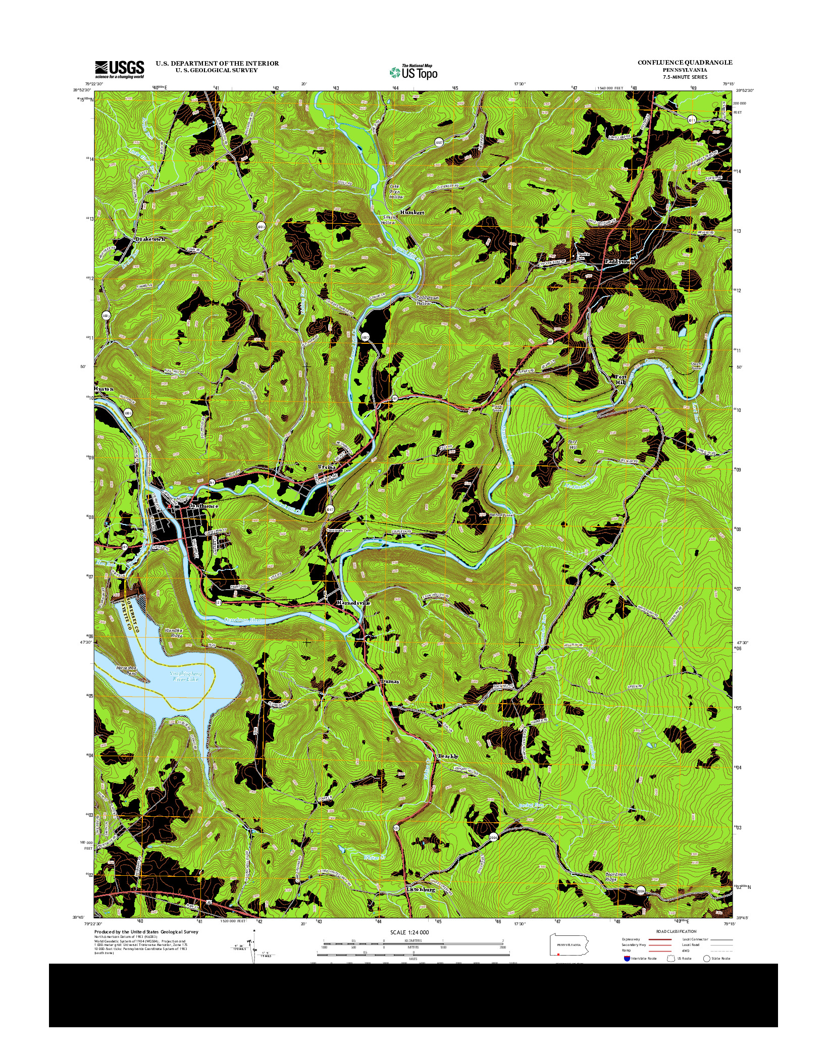USGS US TOPO 7.5-MINUTE MAP FOR CONFLUENCE, PA 2013