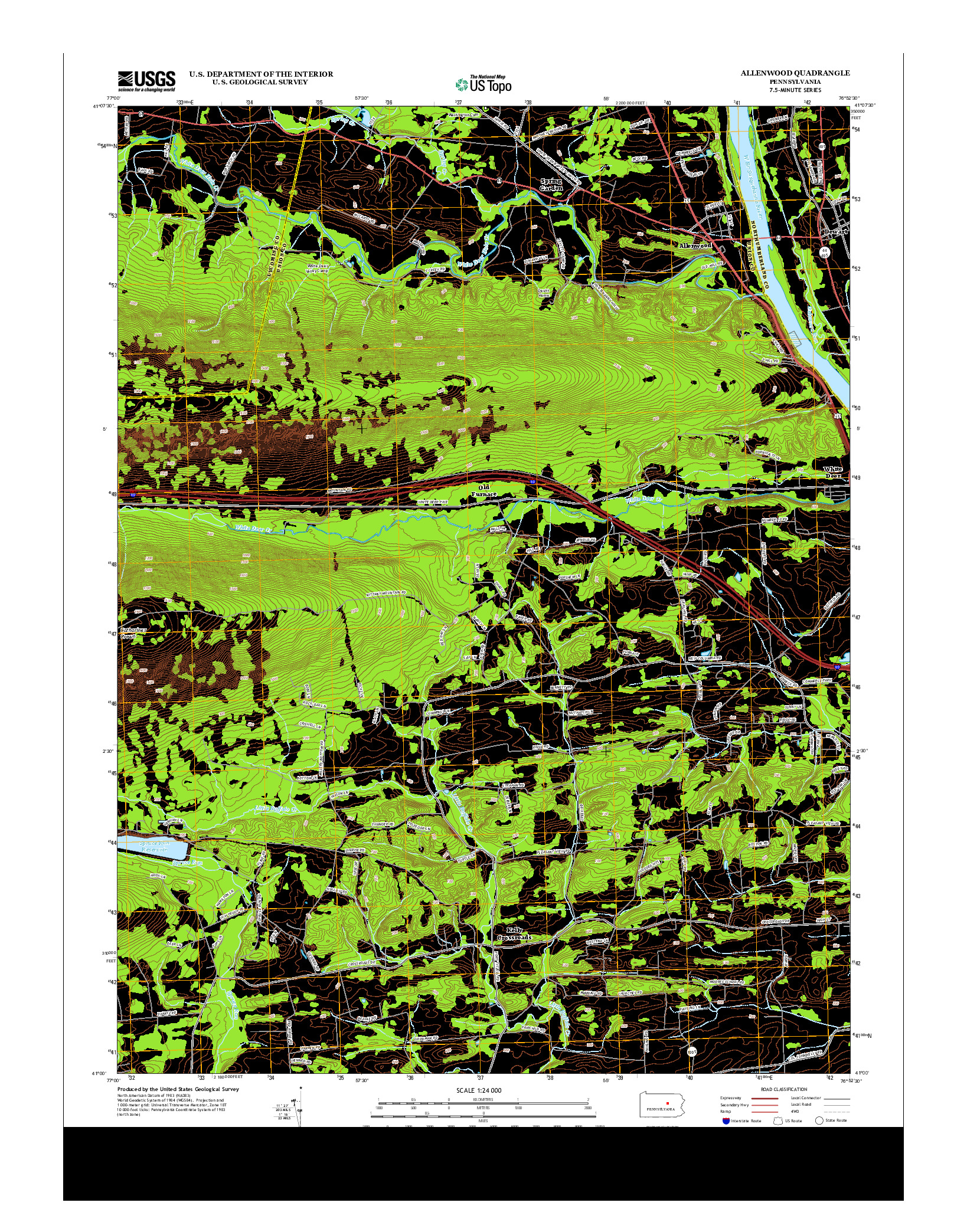 USGS US TOPO 7.5-MINUTE MAP FOR ALLENWOOD, PA 2013