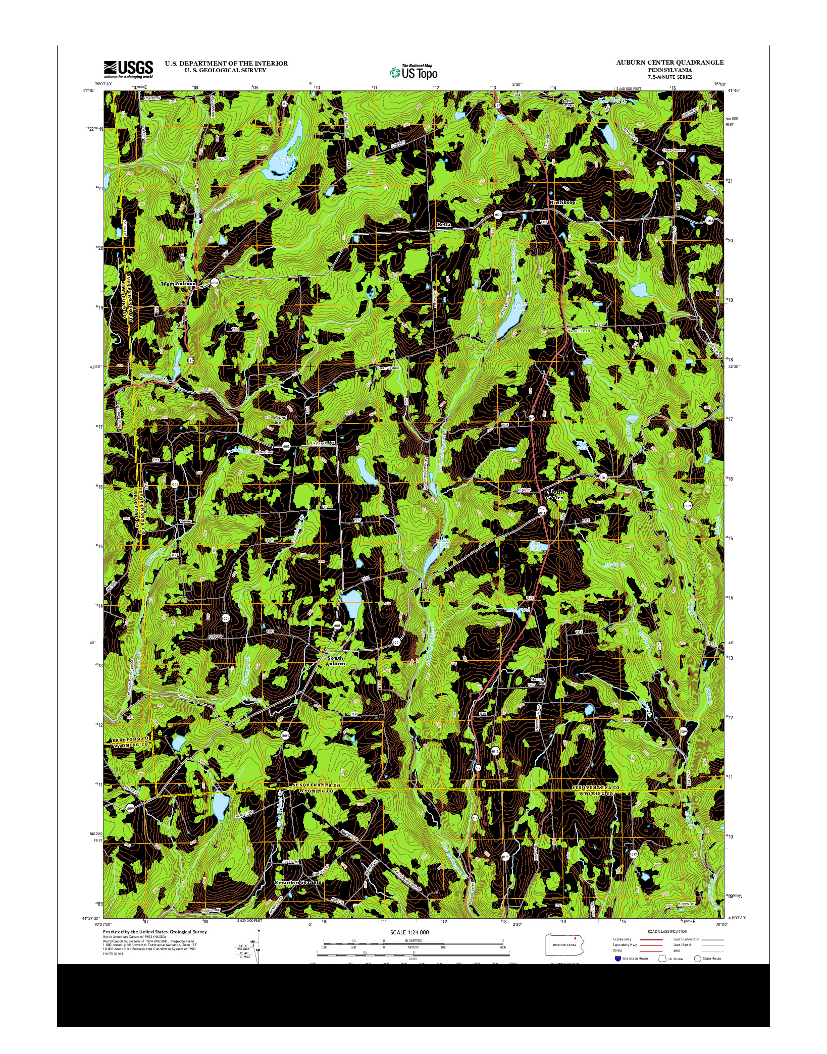 USGS US TOPO 7.5-MINUTE MAP FOR AUBURN CENTER, PA 2013