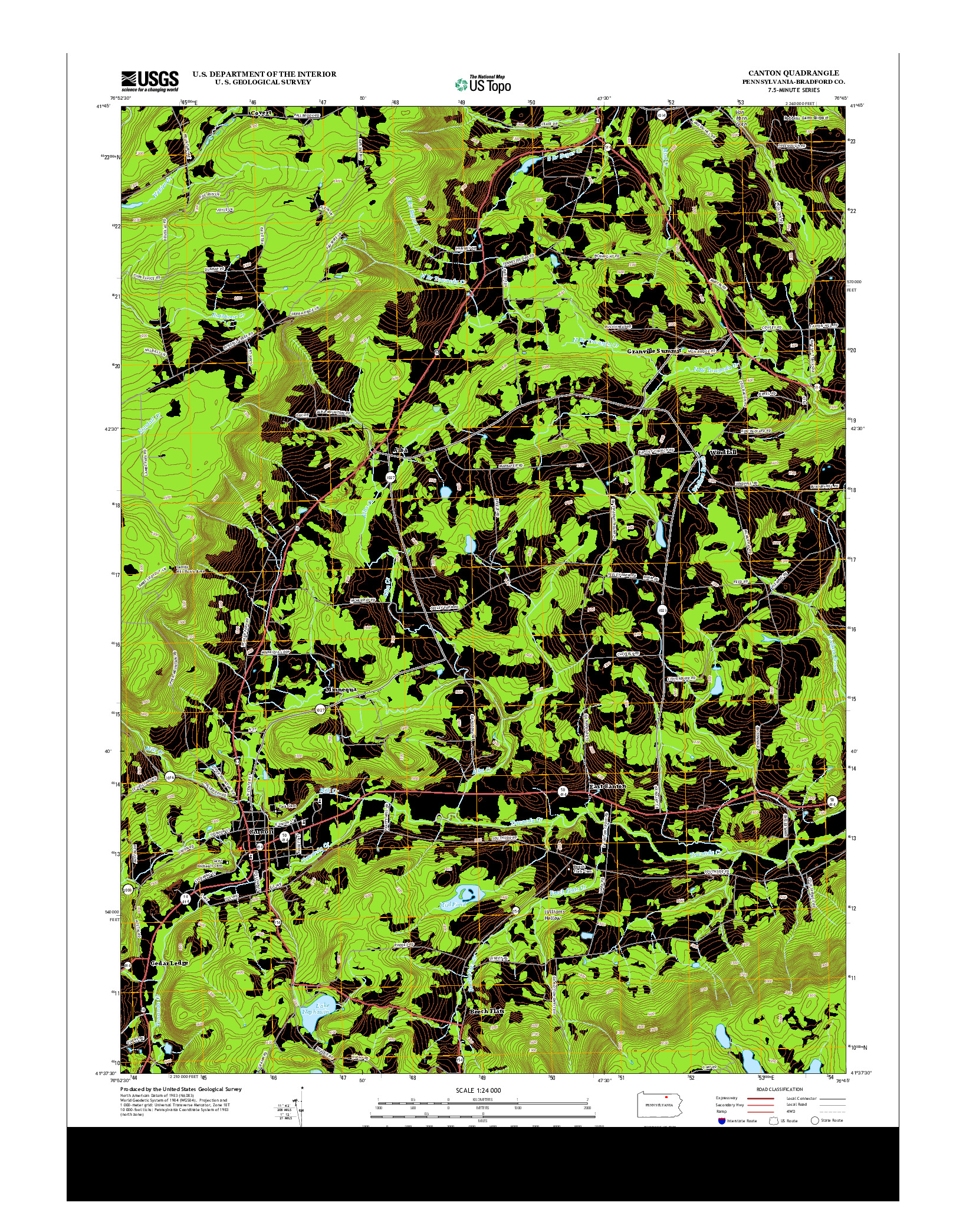 USGS US TOPO 7.5-MINUTE MAP FOR CANTON, PA 2013