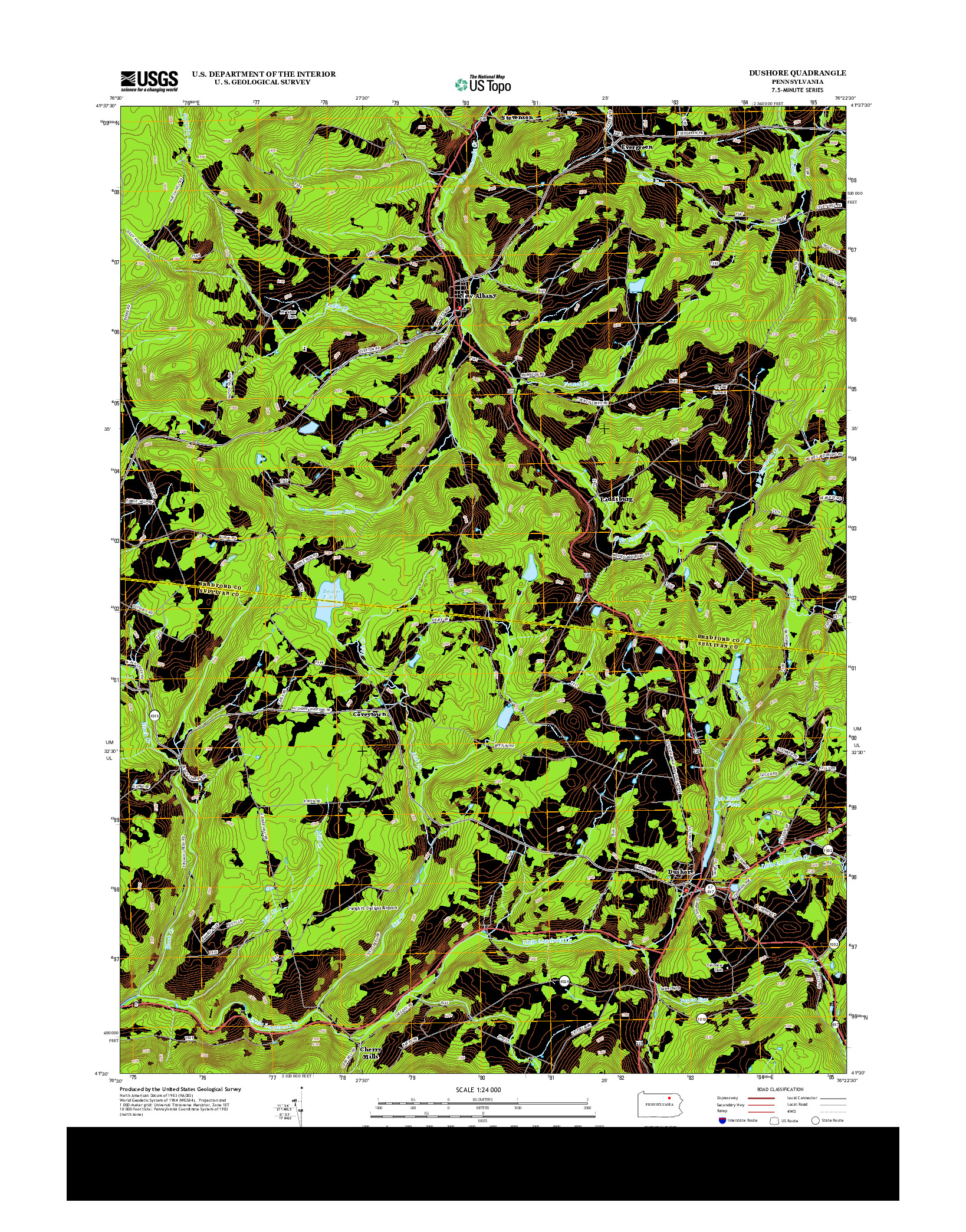 USGS US TOPO 7.5-MINUTE MAP FOR DUSHORE, PA 2013
