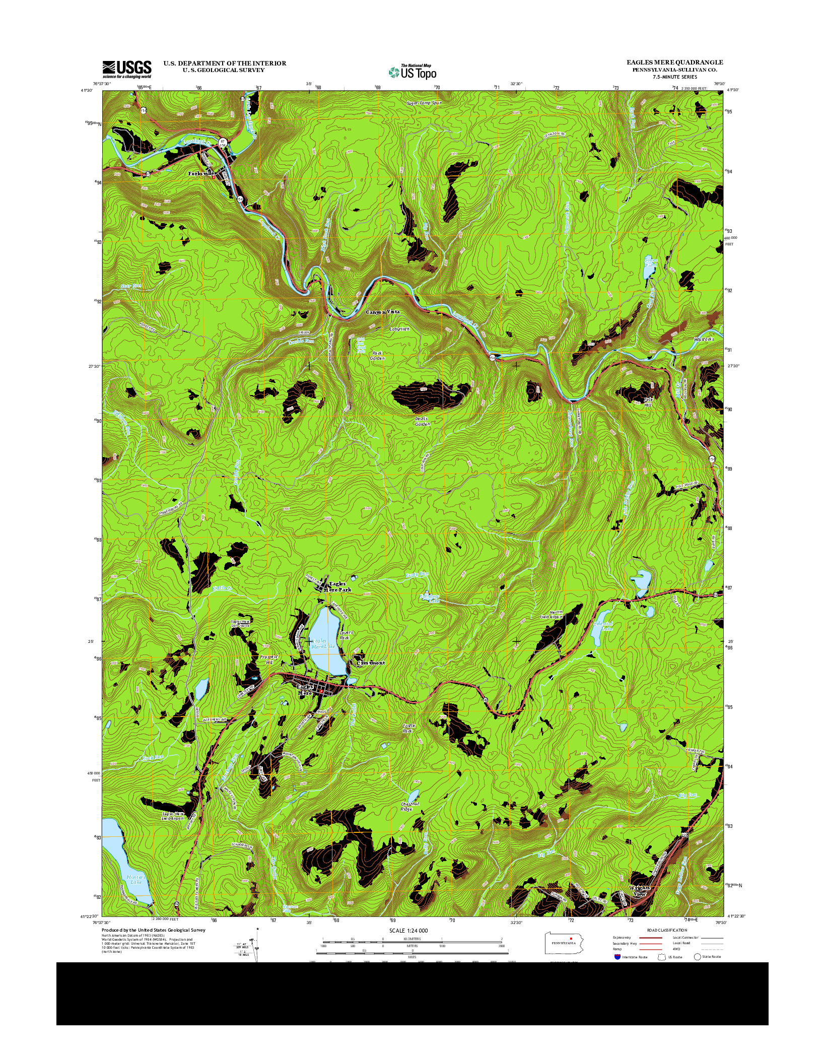 USGS US TOPO 7.5-MINUTE MAP FOR EAGLES MERE, PA 2013