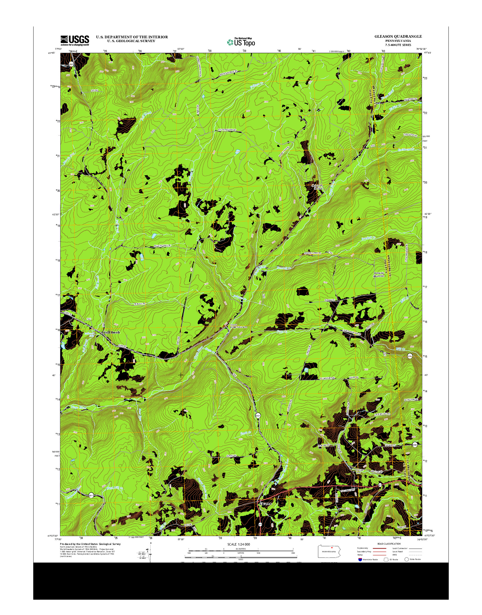 USGS US TOPO 7.5-MINUTE MAP FOR GLEASON, PA 2013