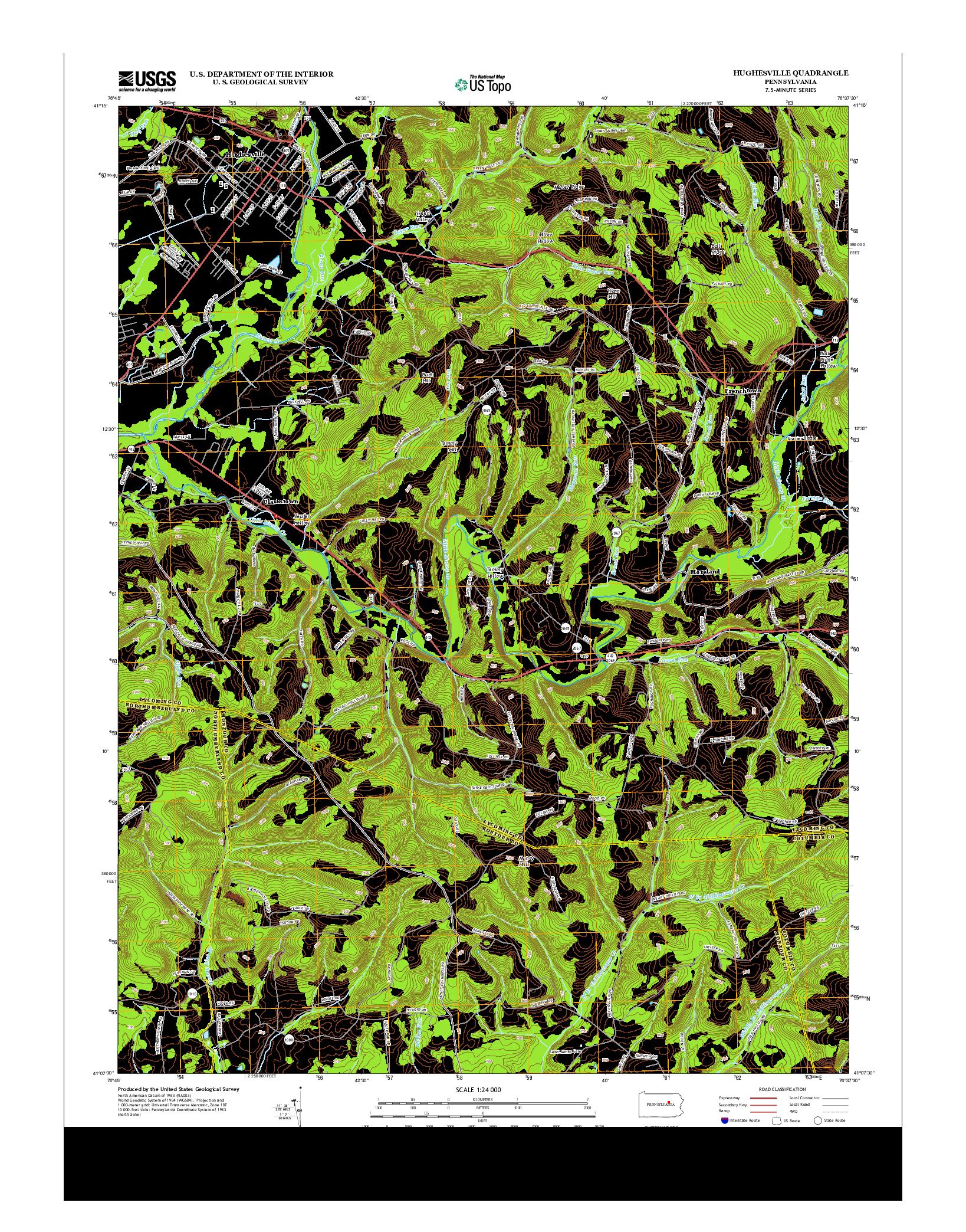 USGS US TOPO 7.5-MINUTE MAP FOR HUGHESVILLE, PA 2013