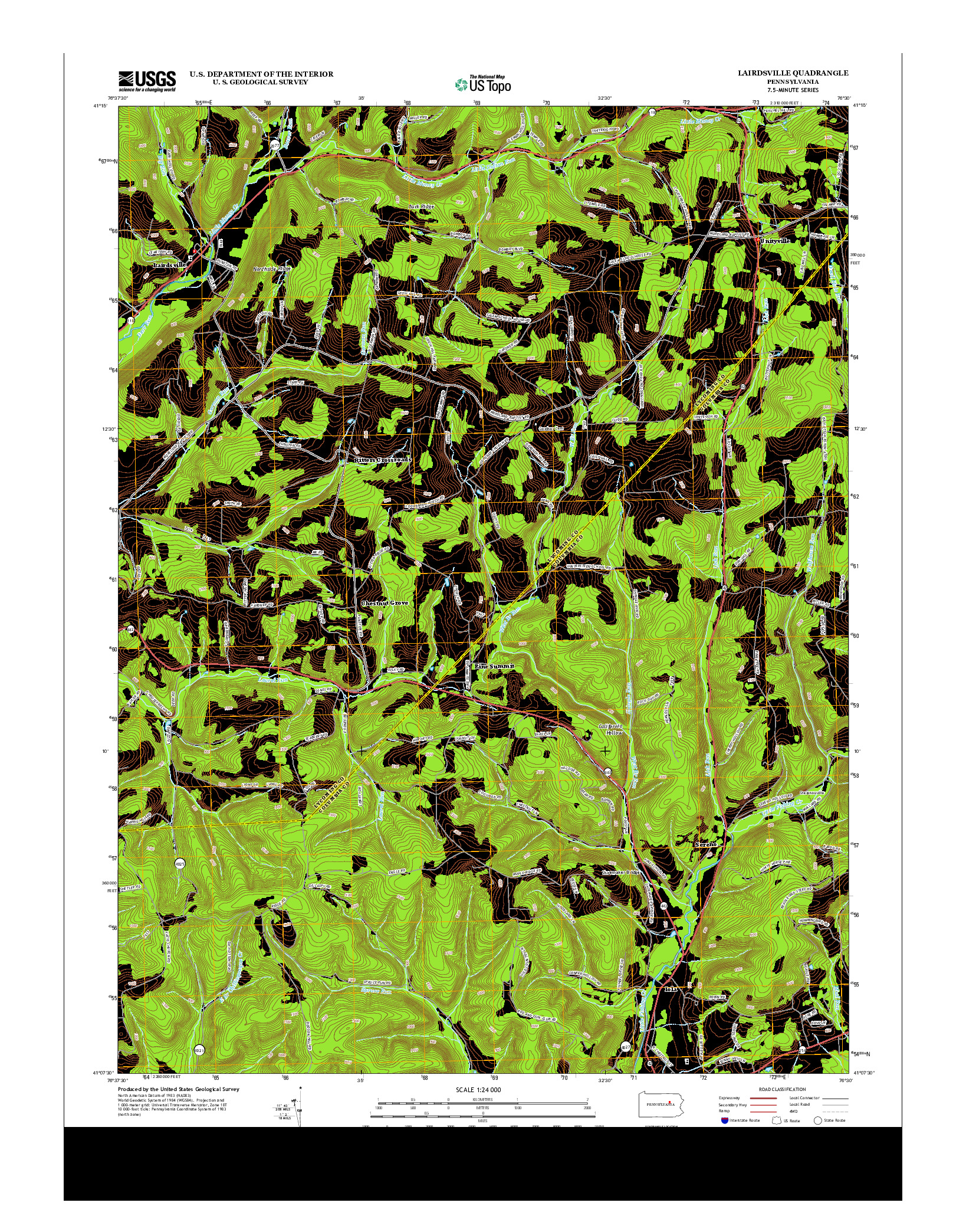 USGS US TOPO 7.5-MINUTE MAP FOR LAIRDSVILLE, PA 2013