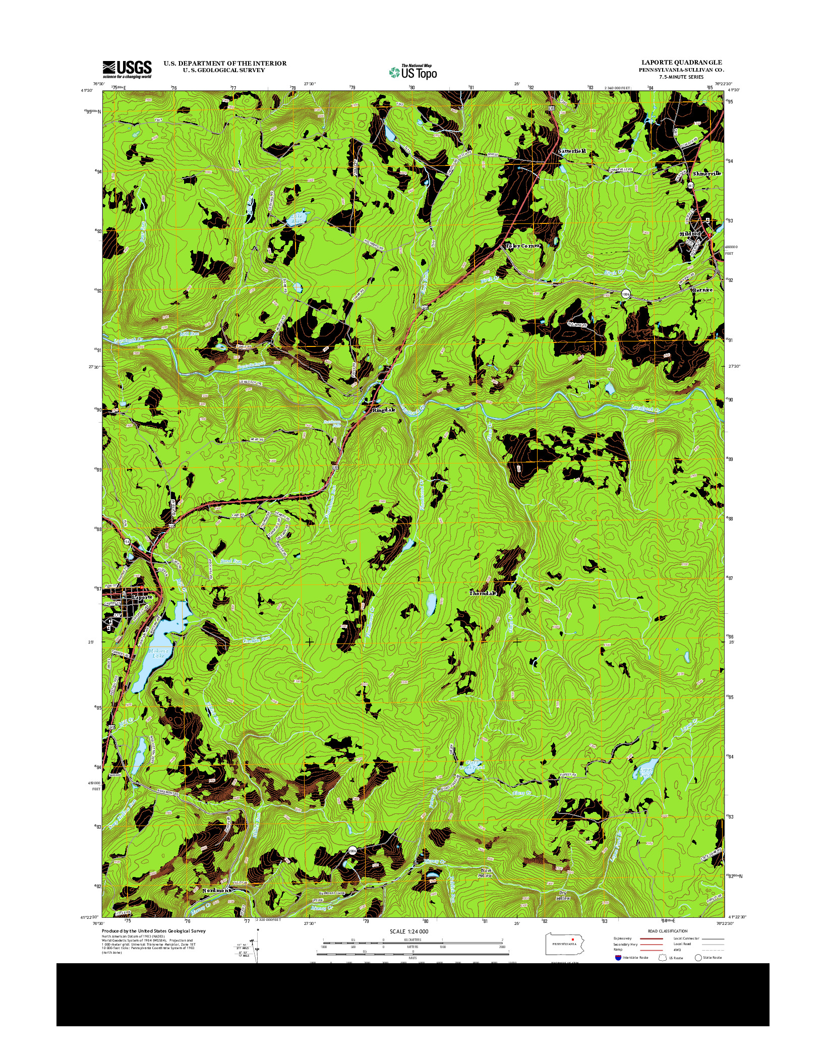 USGS US TOPO 7.5-MINUTE MAP FOR LAPORTE, PA 2013