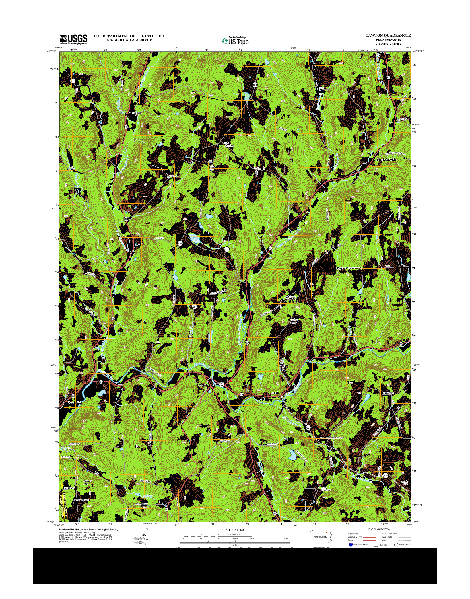 USGS US TOPO 7.5-MINUTE MAP FOR LAWTON, PA 2013