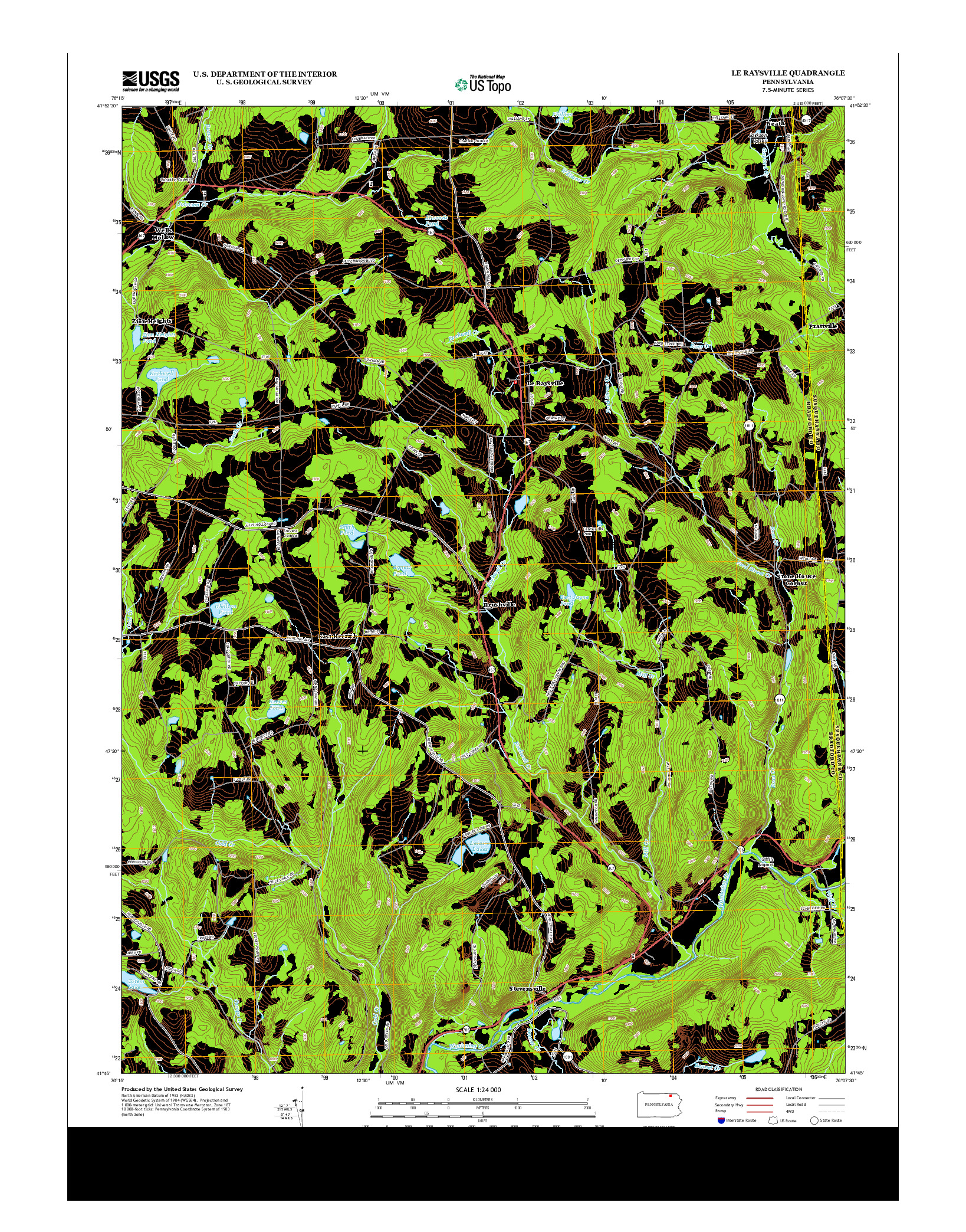 USGS US TOPO 7.5-MINUTE MAP FOR LE RAYSVILLE, PA 2013