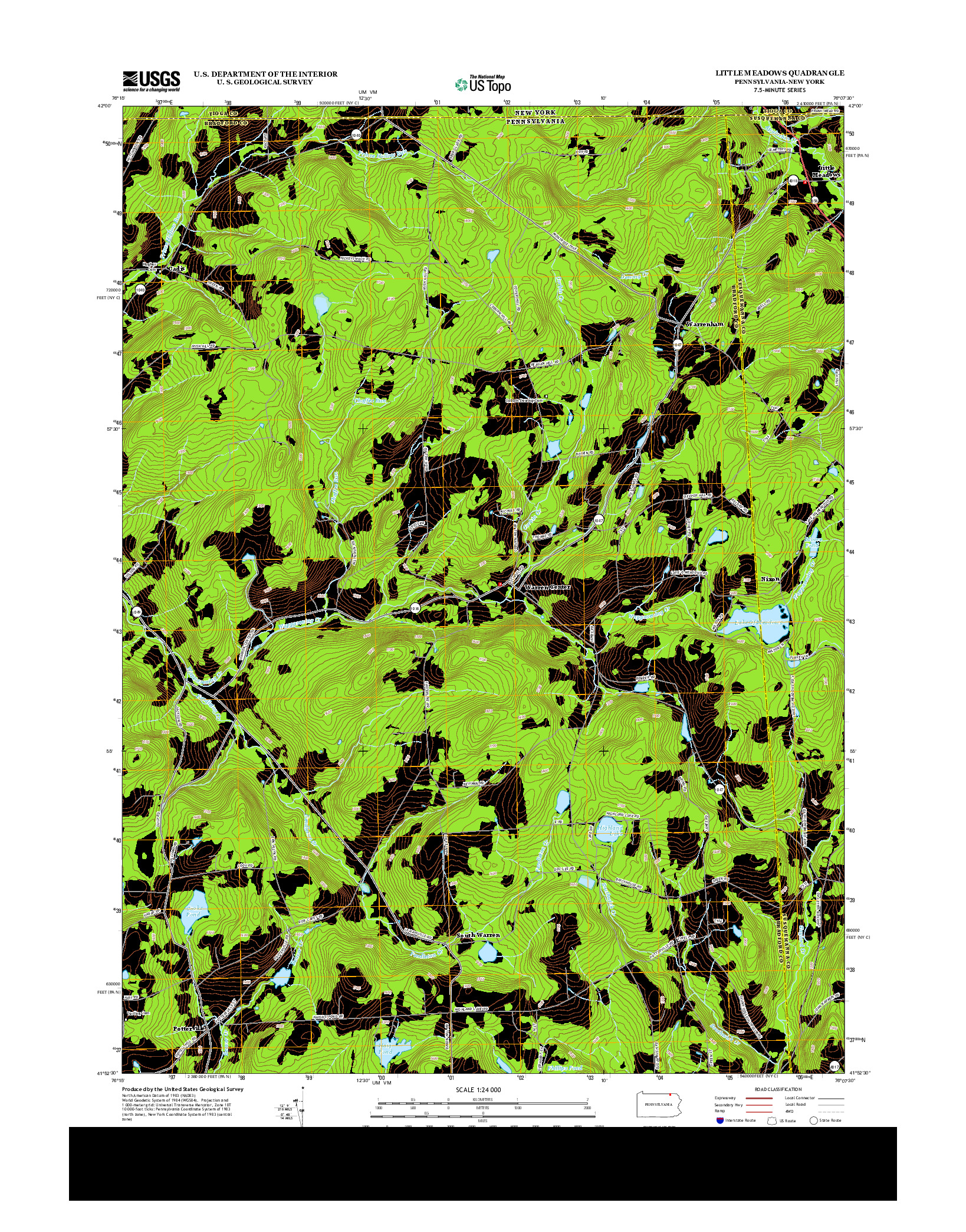 USGS US TOPO 7.5-MINUTE MAP FOR LITTLE MEADOWS, PA-NY 2013