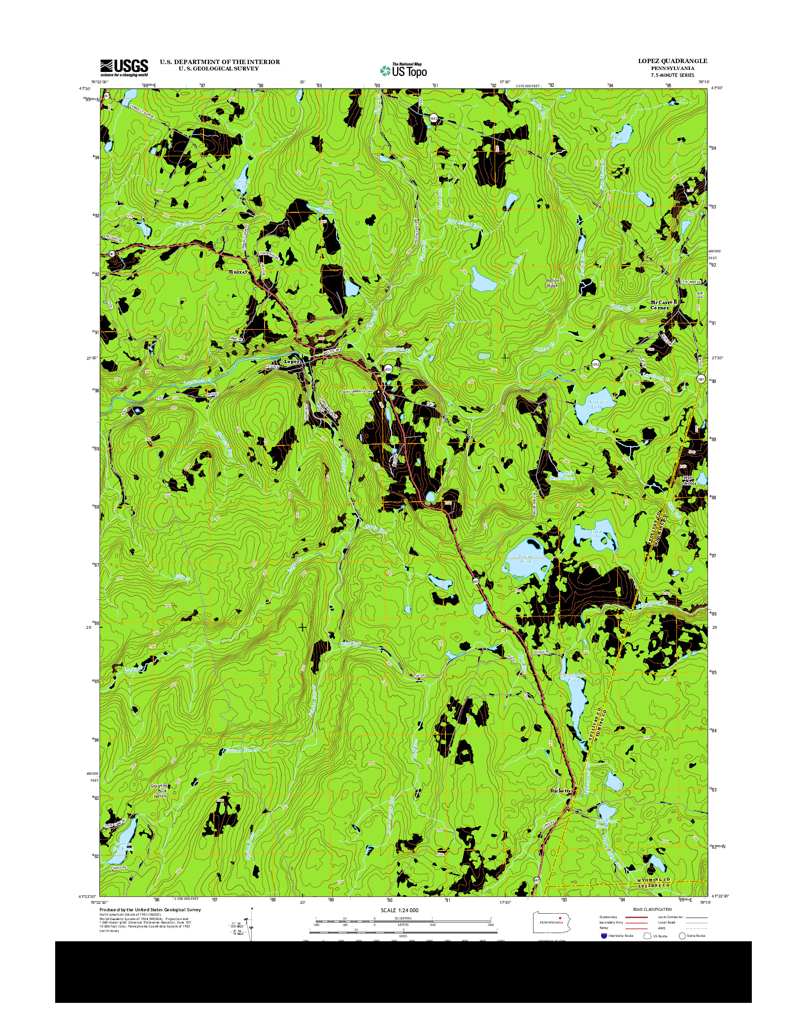 USGS US TOPO 7.5-MINUTE MAP FOR LOPEZ, PA 2013