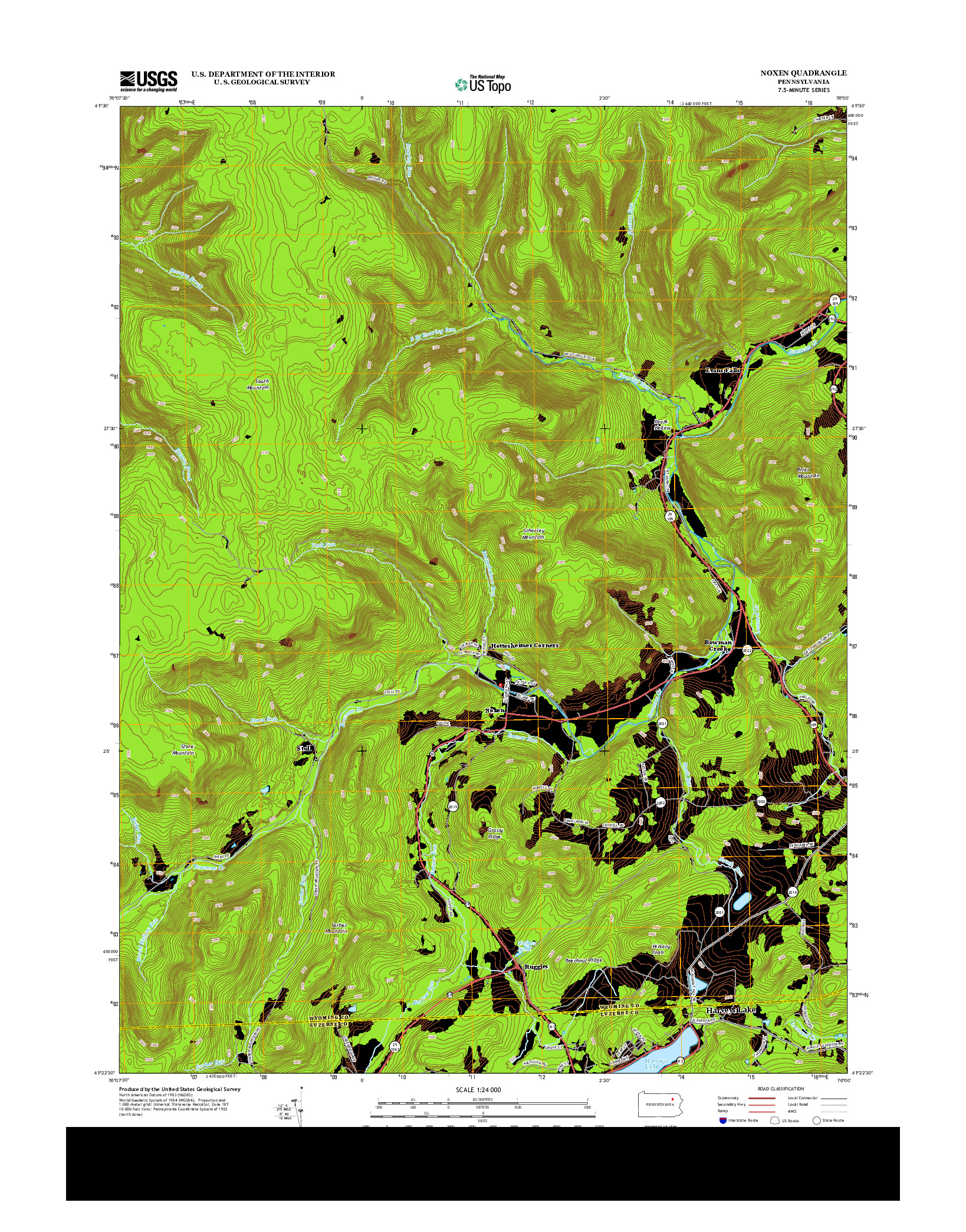 USGS US TOPO 7.5-MINUTE MAP FOR NOXEN, PA 2013